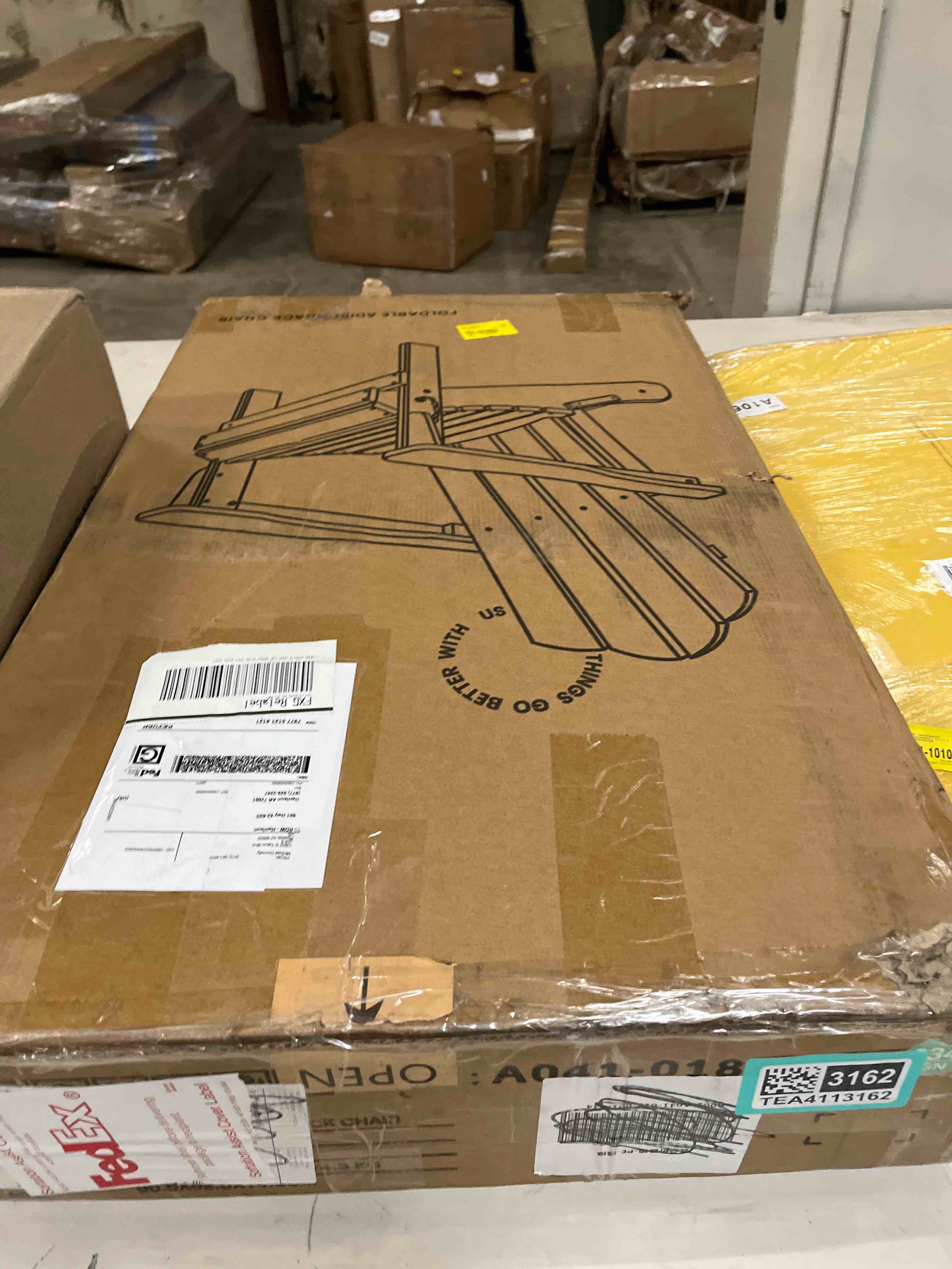 Condition photo showing As Is for Wolak High Density Polyethylene Folding Adirondack Chair