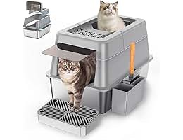 Condition photo showing As Is for Extra Large Stainless Steel Cat Litter Box with Lid, Litter Mat and Scoop
