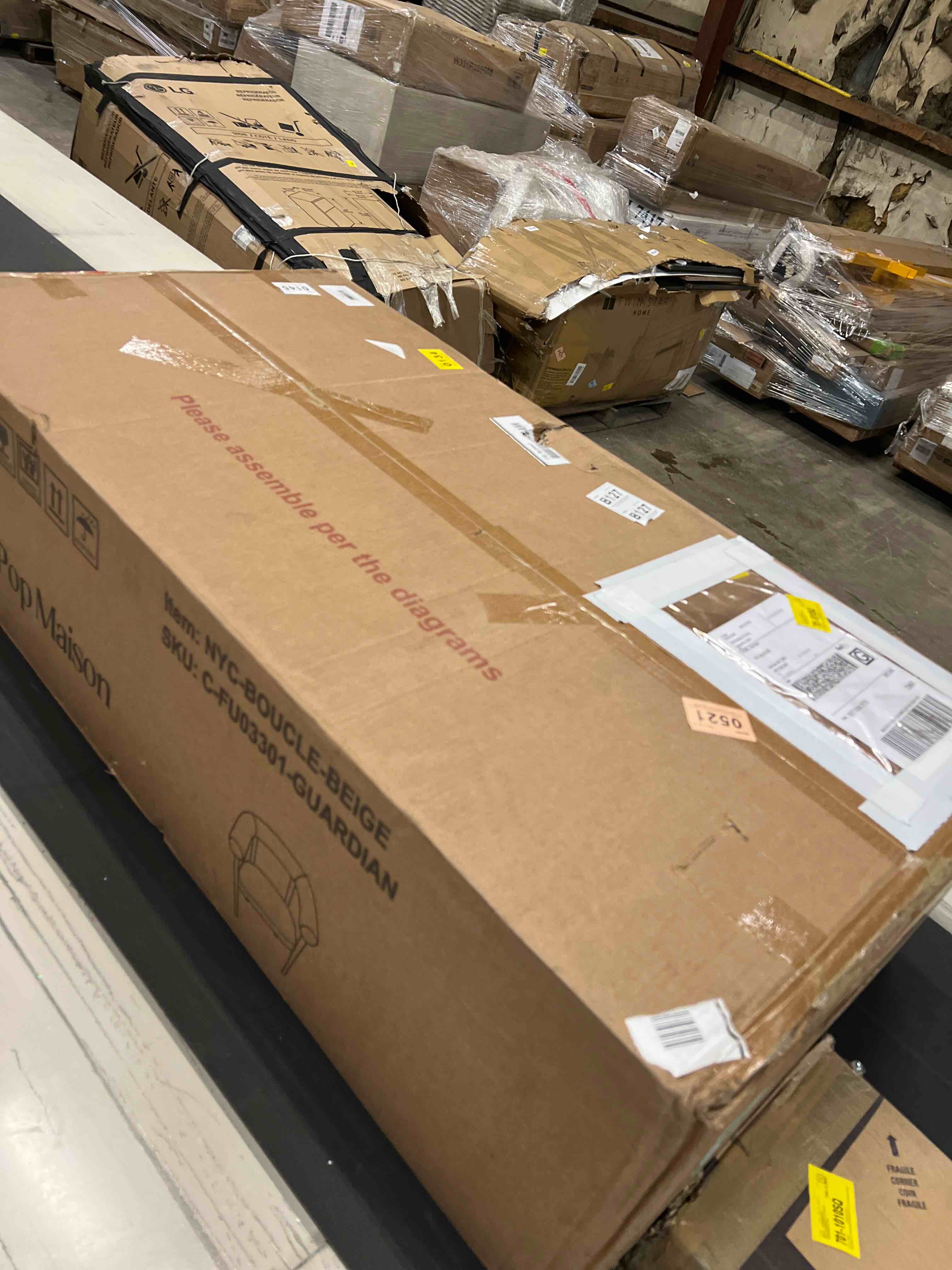 Condition photo showing As Is for Set of 2 Boucle Upholstered Dining Chairs