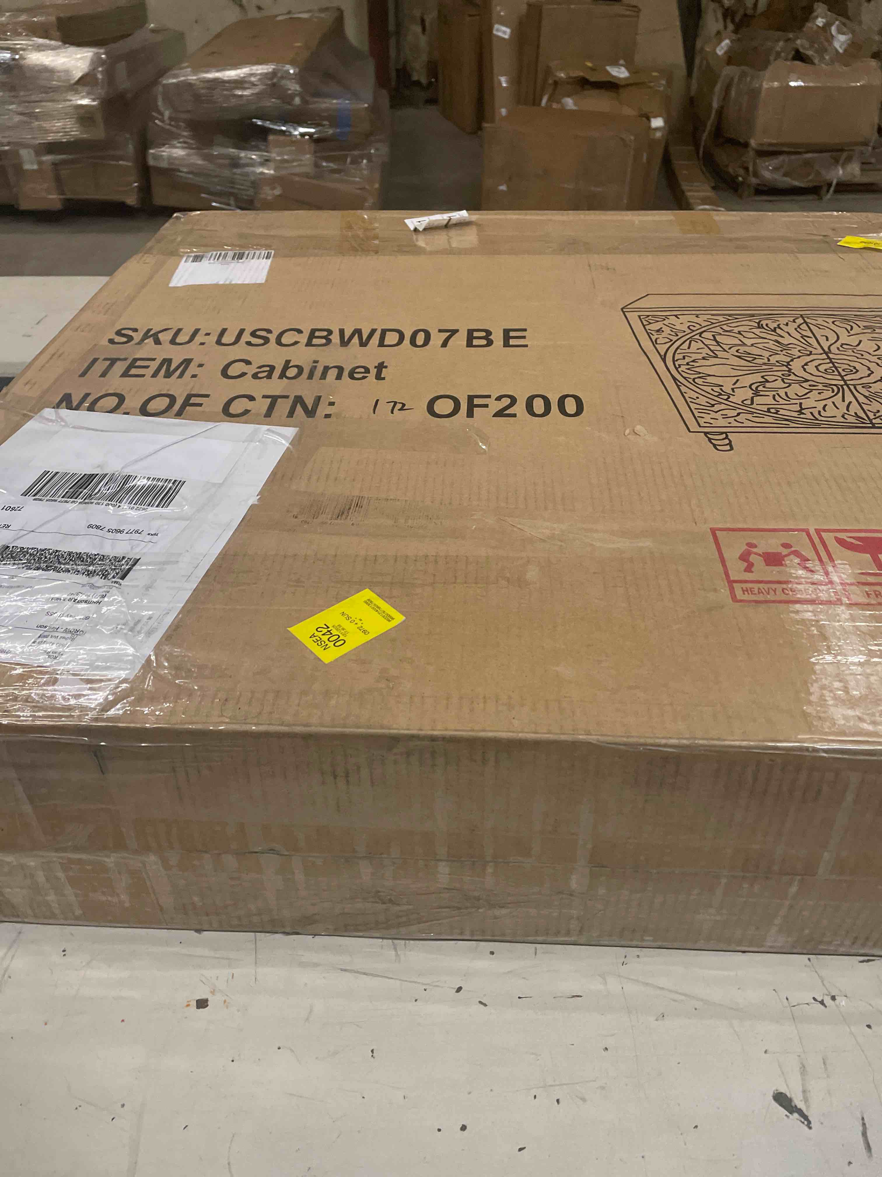 Condition photo showing As Is for Carved Door 2-door Cabinet