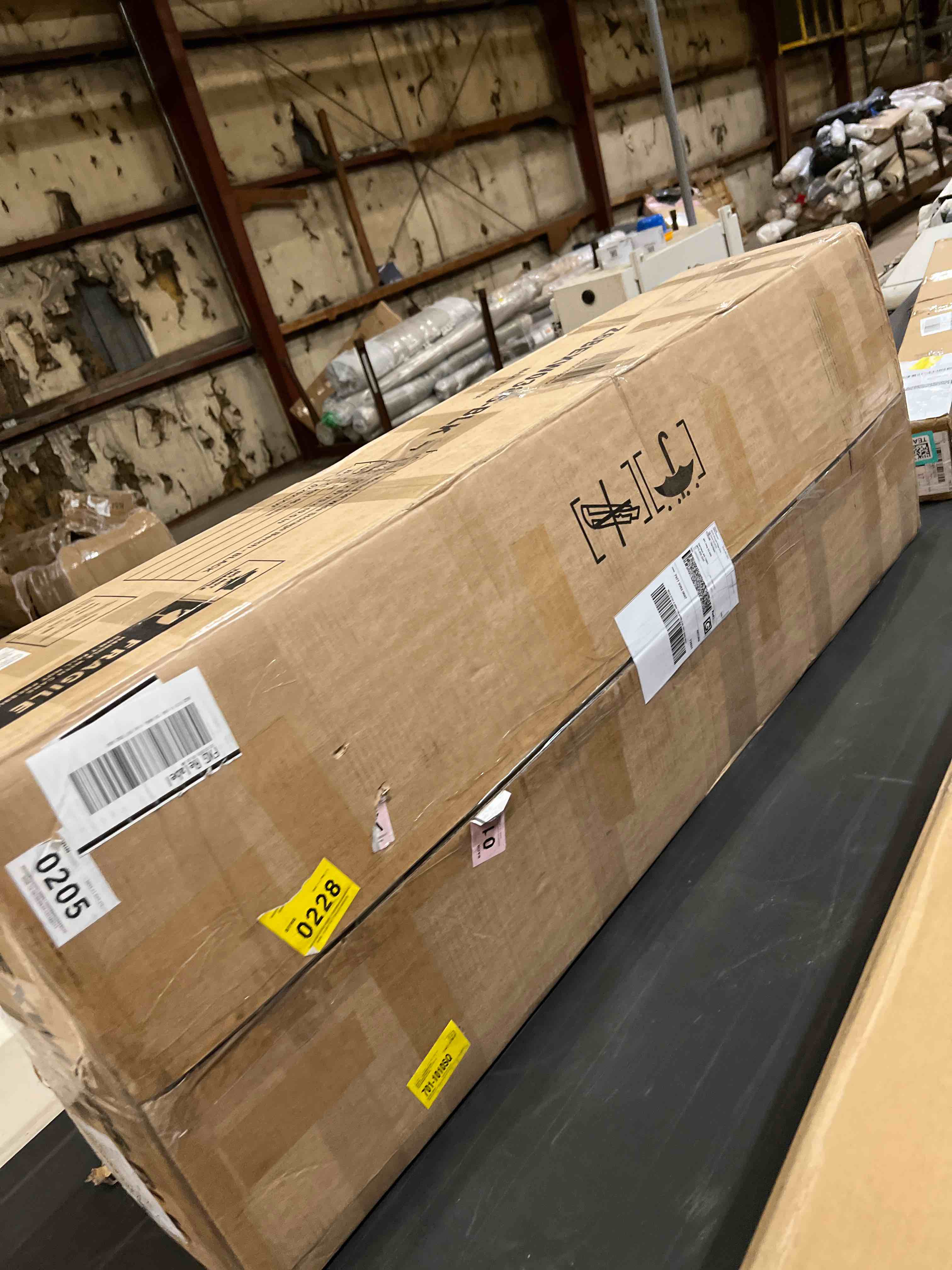 Condition photo showing As Is for Stilla Transitional 57.75"Wide Tufted Storage Bench with Flared Arms