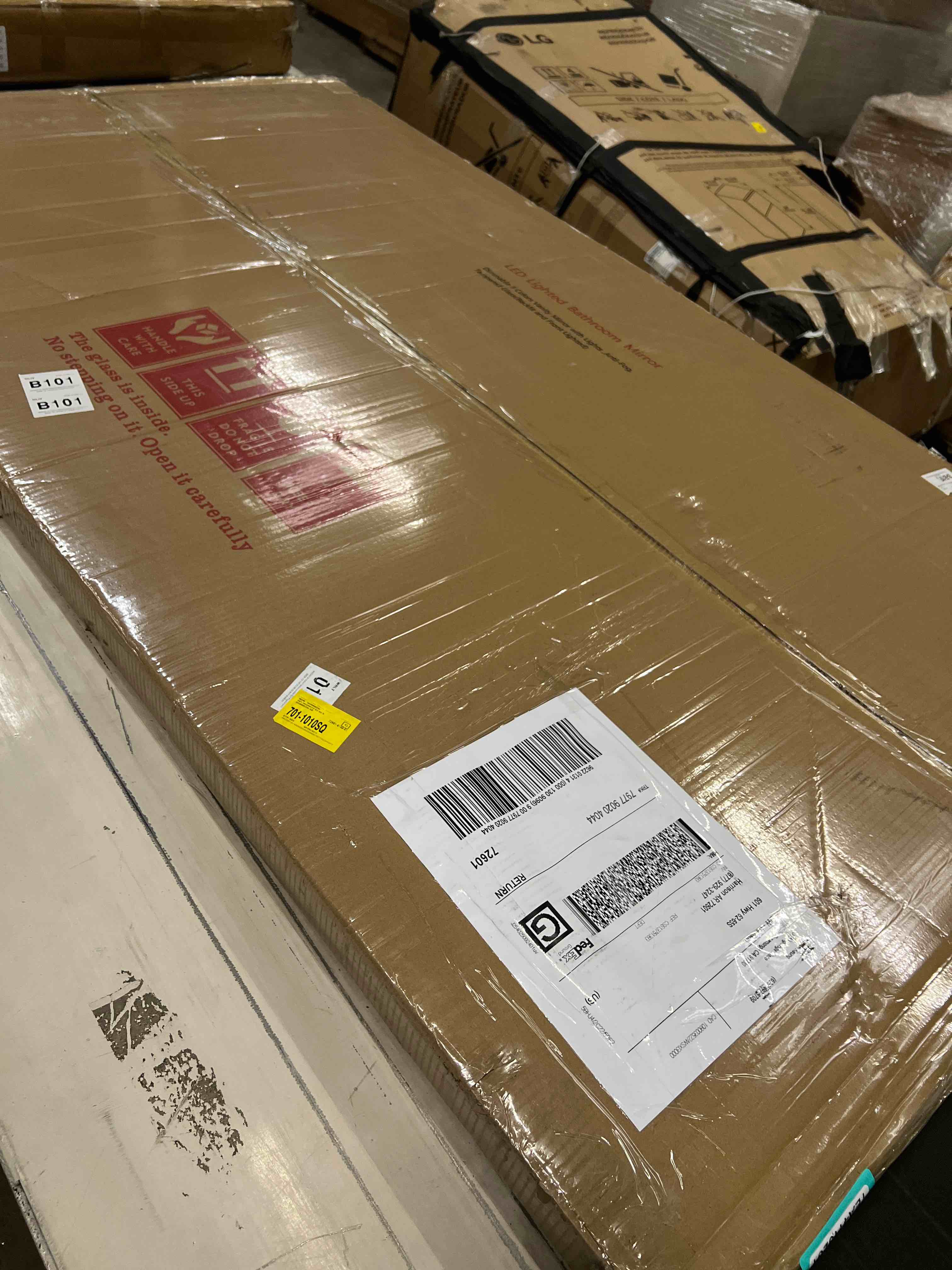 Condition photo showing As Is for Molly Frameless LED Front Light and Backlit 3 Colors Dimmable Anti-Fog Wall Bathroom Vanity Mirror