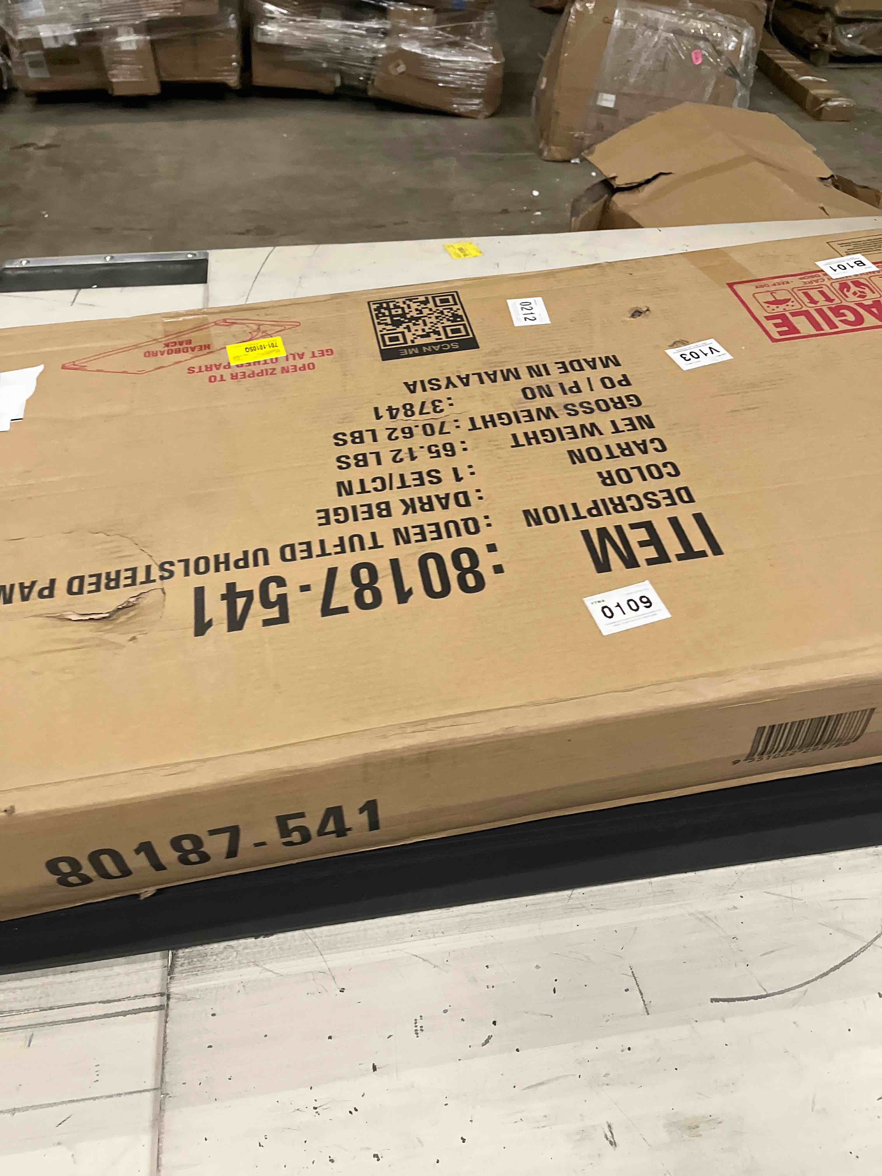 Condition photo showing As Is for Araylia Upholstered Wingback Bed