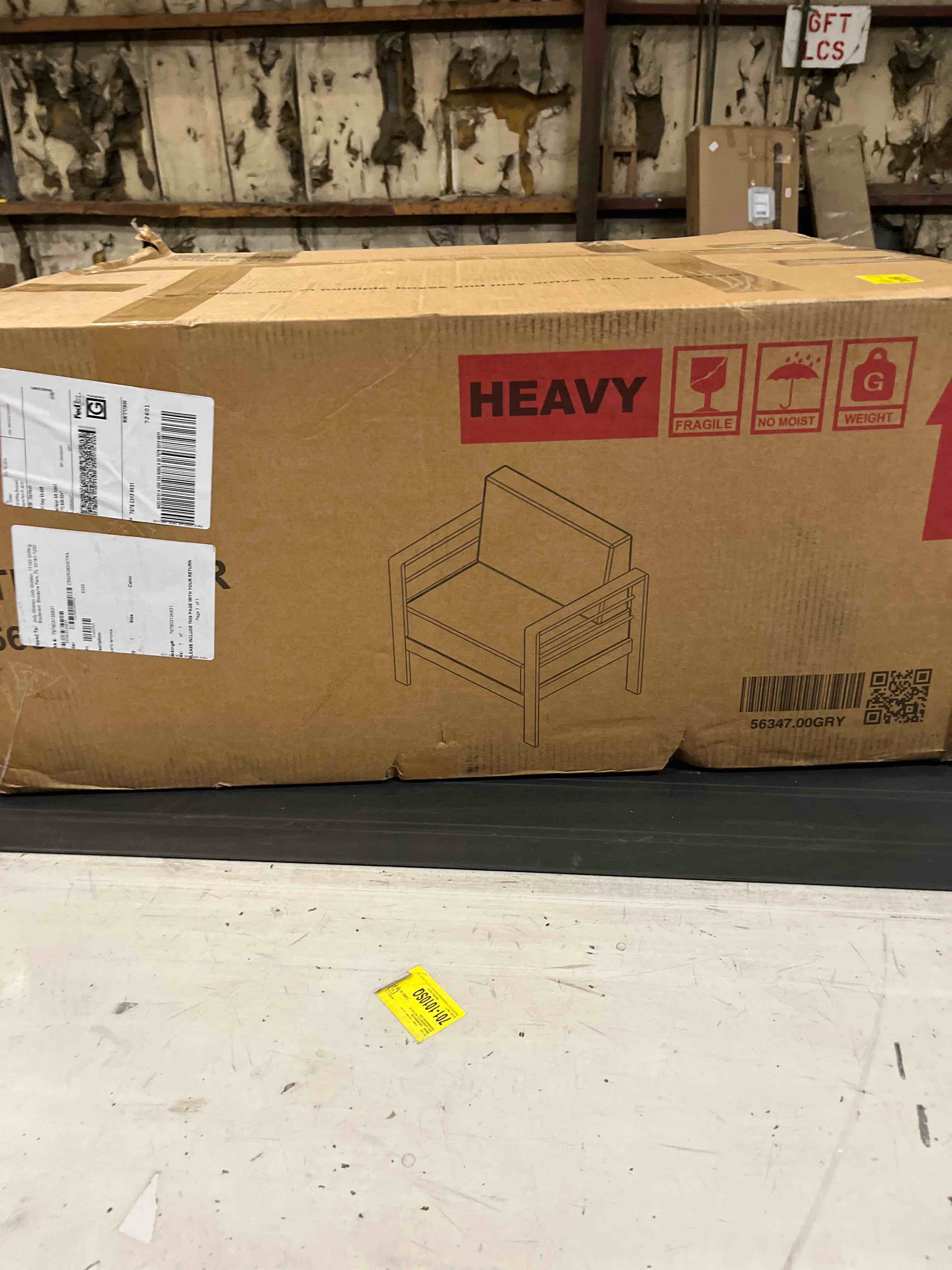 Condition photo showing As Is for Caggiano Patio Aluminum Chair with Cushions