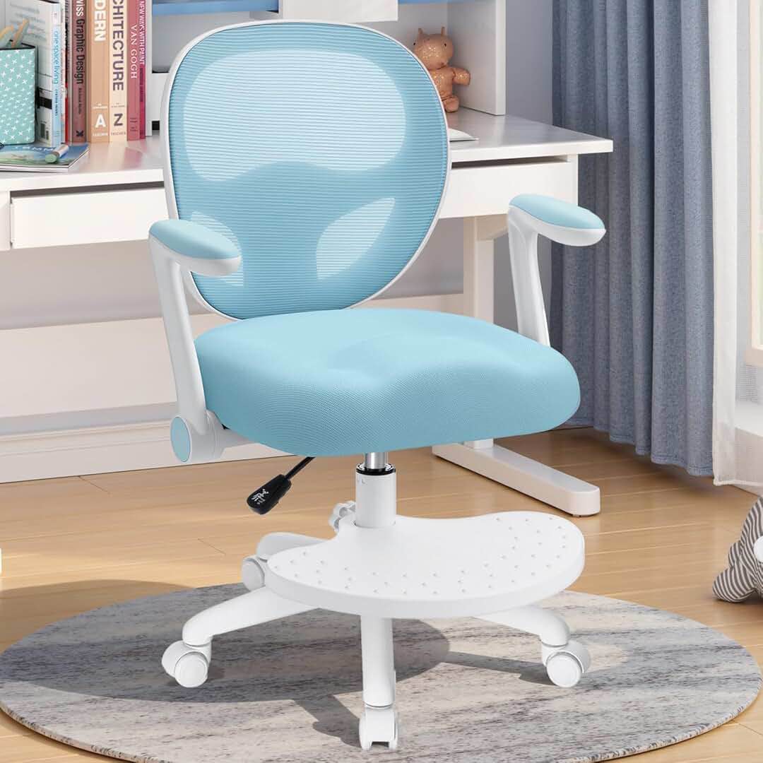 Adjustable Height Kids Desk Chair With Sit-locking Casters, Study Computer Chair With Armrest