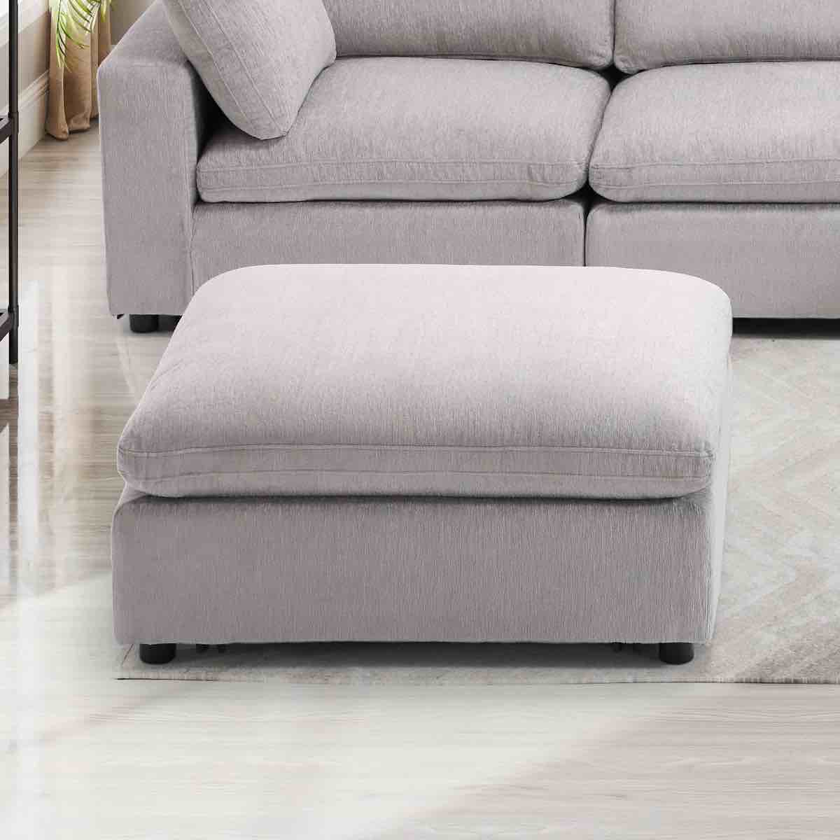 Nuccio 38.6" Wide Oversize Minimalist Chenille Soft-Upholstered Square Standard Ottoman