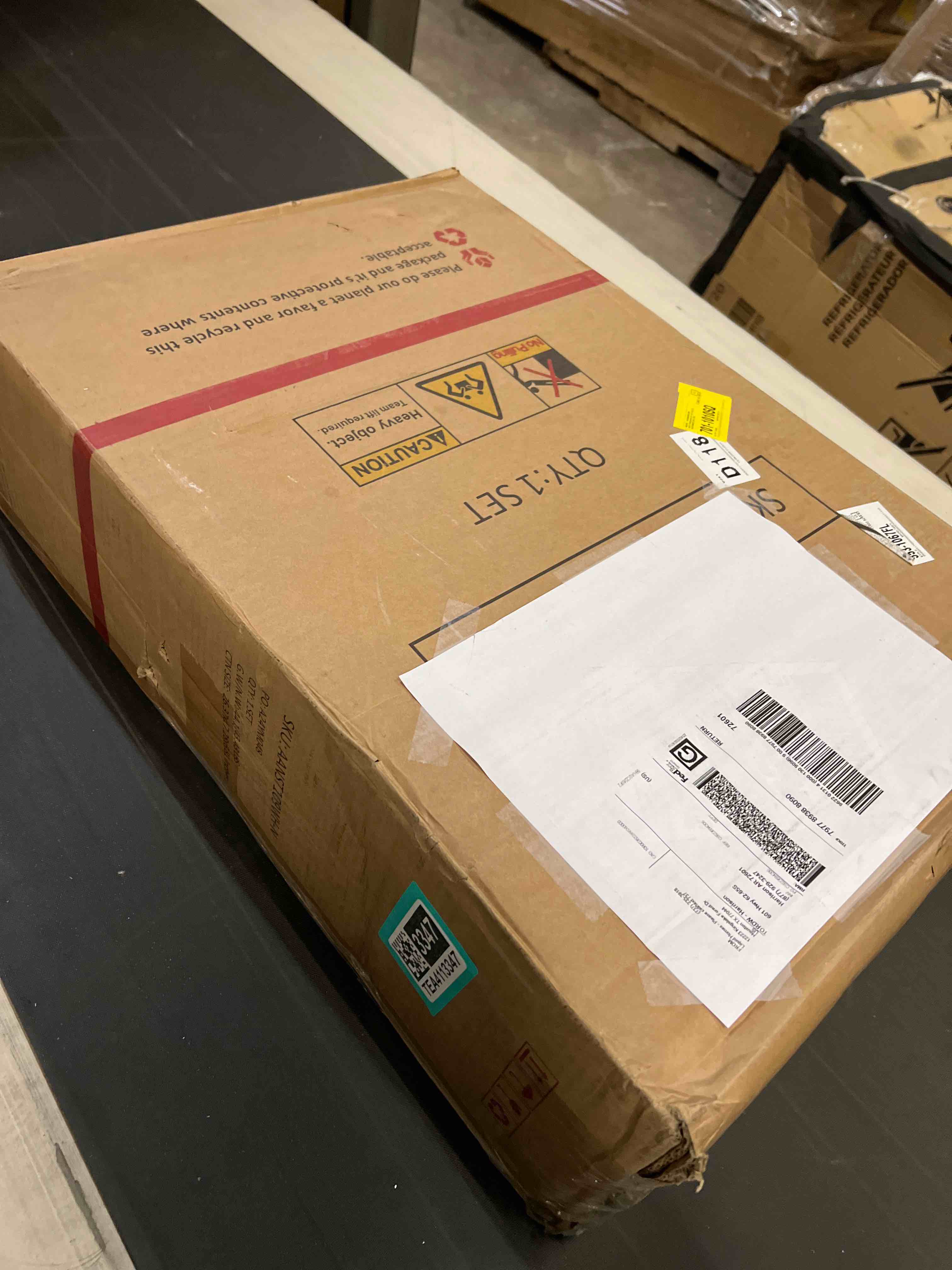 Condition photo showing As Is for 3 Pieces Bedroom Set With 7 Drawer Dresser And 1 Drawer Nightstands