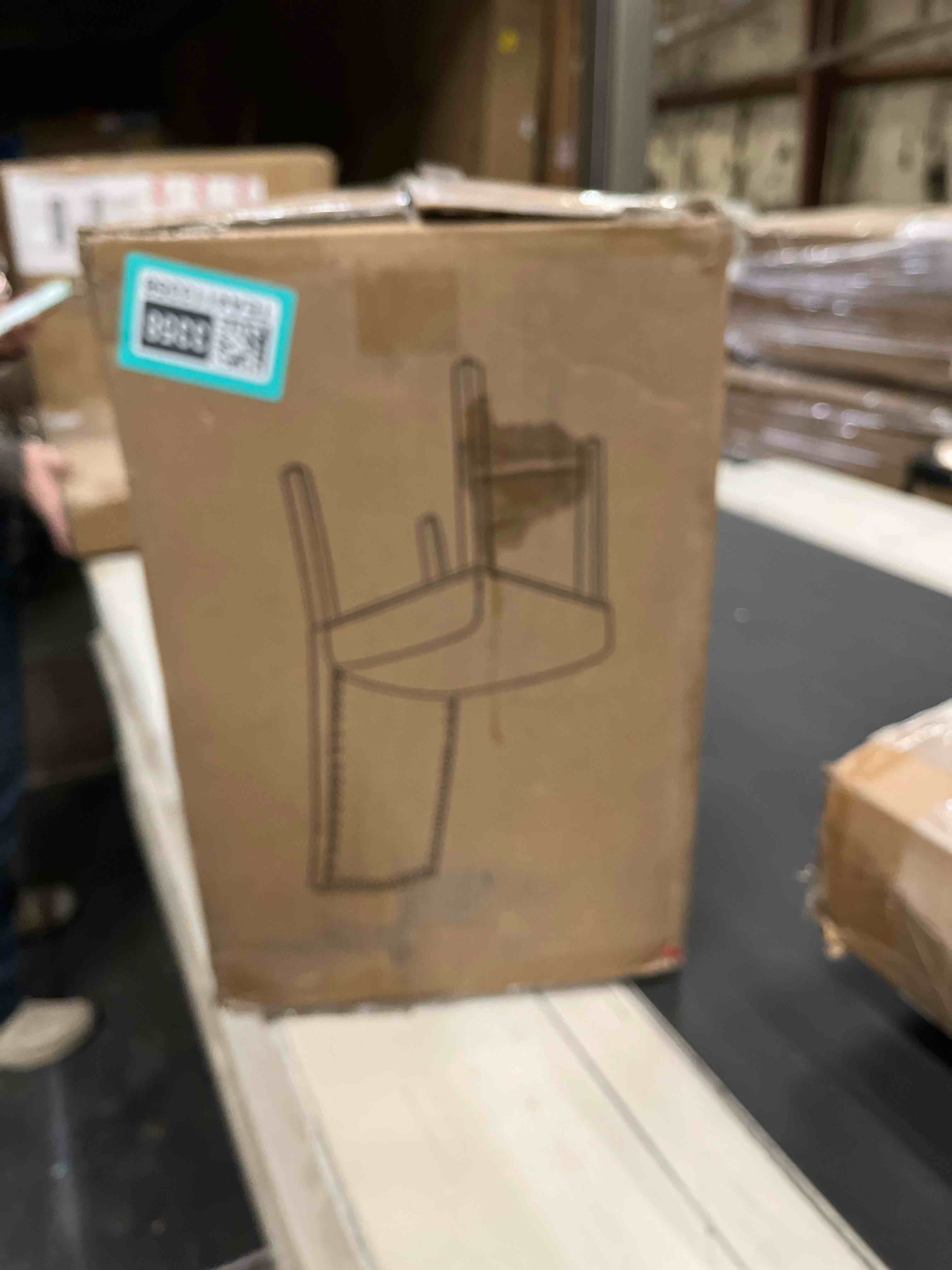 Condition photo showing As Is for Tufted Linen Upholstered Parsons Chair