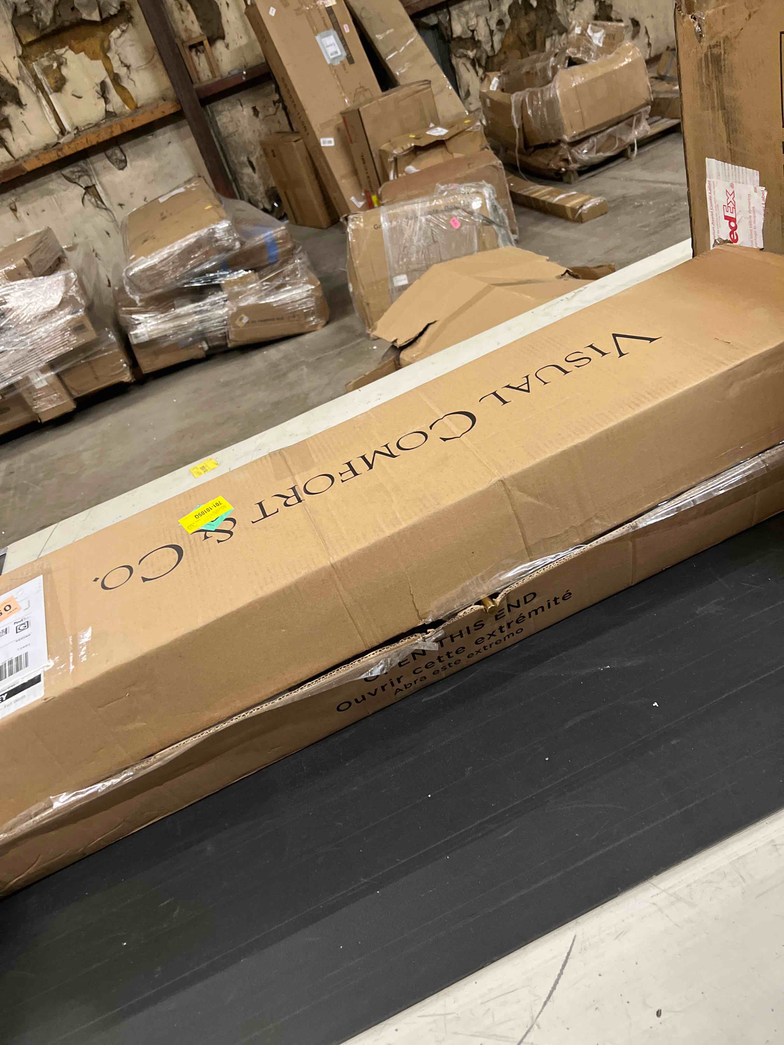 Condition photo showing As Is for Rowley Six Light Linear Chandelier