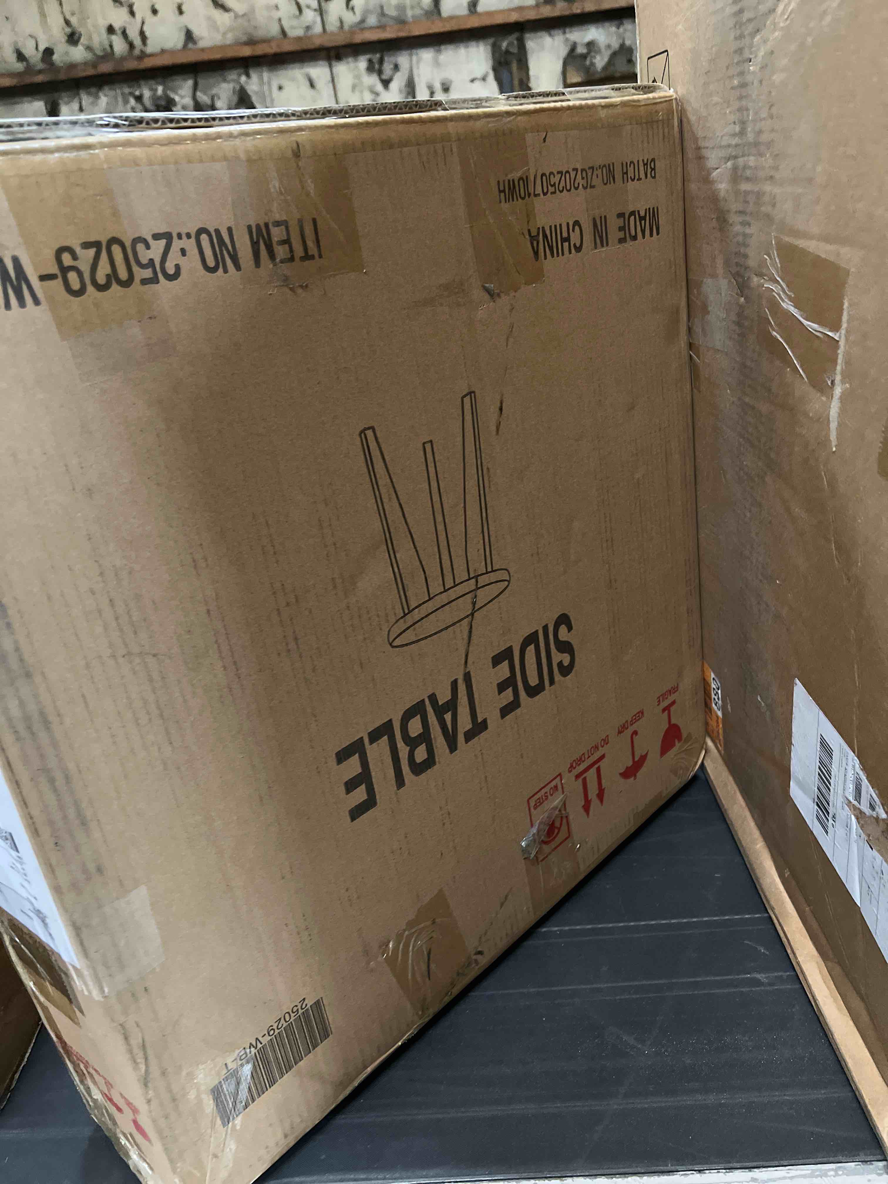 Condition photo showing As Is for 19.7" Solid Round Wood End Table With Three-Legged Base Blends Modern and Farmhouse Styles For Living Room&Bedroom