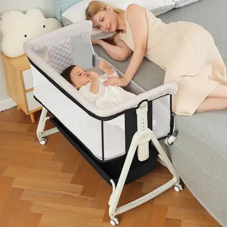 Baby Bassinet, Bedside Sleeper For Baby With Wheels And Storage Basket,all Mesh Portable Bassinet For Newborn,6 Height Adjustable Easy To Assemble Bedside Crib