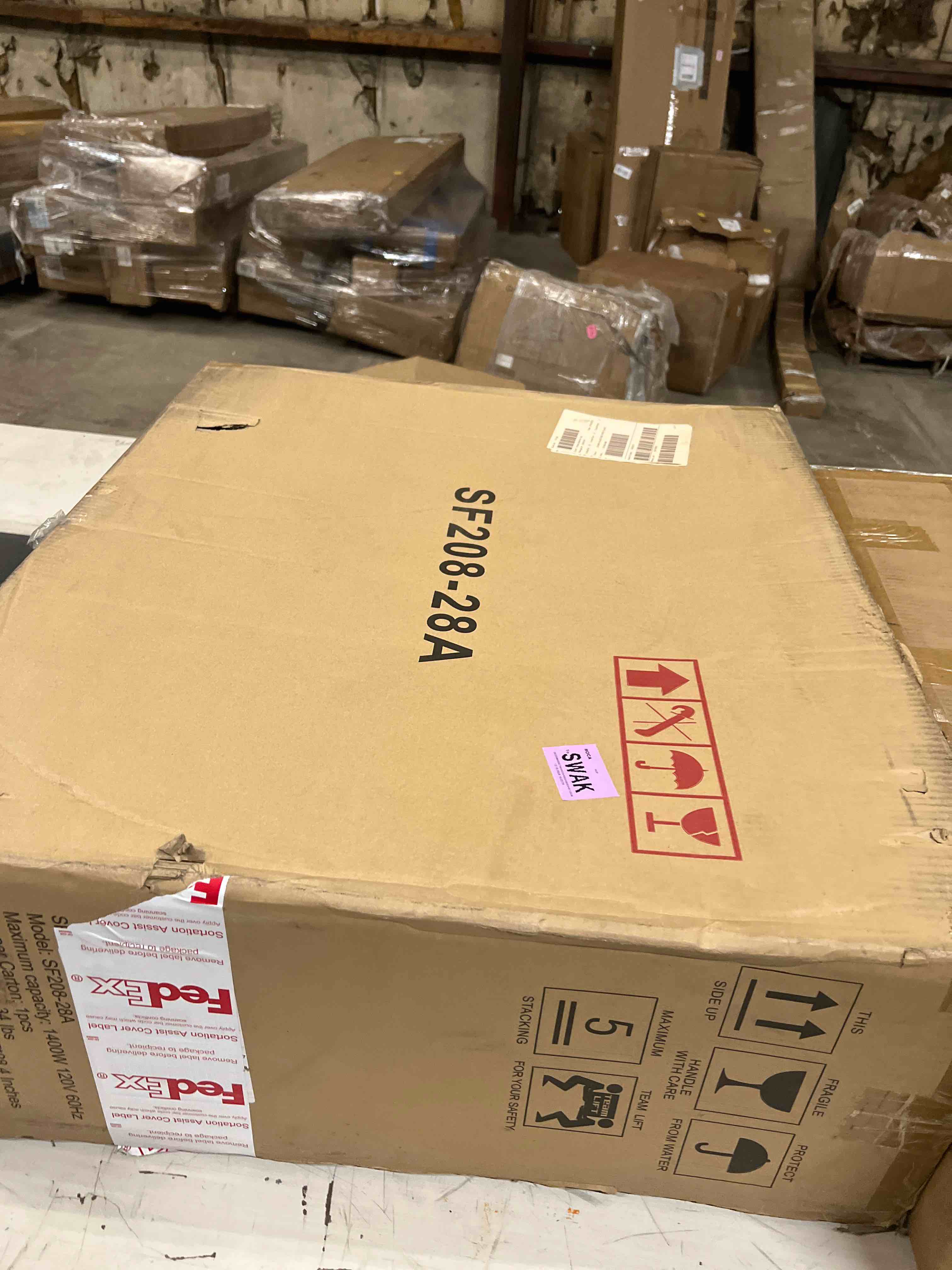 Condition photo showing As Is for 47.6"W Electric Fireplace Mantel