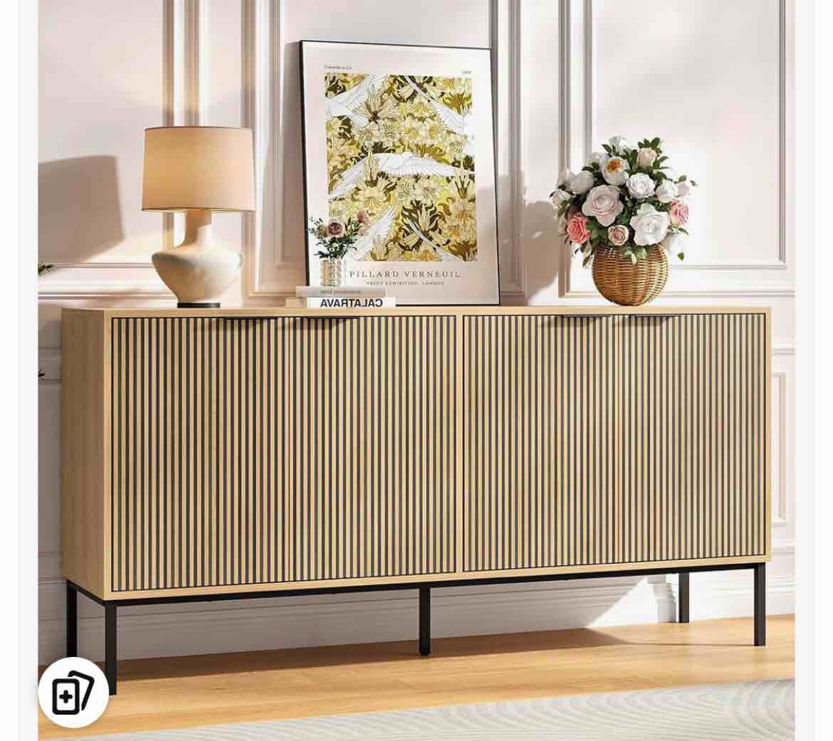 Sideboard Storage Accent Cabinet With Doors And Adjustable Shelve, For For Living Room, Entryway, Kitchen,Black
