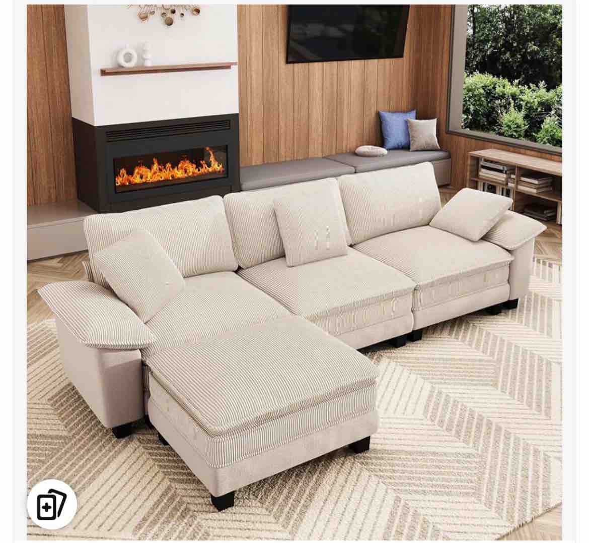 Chenille Modular Sofa Sectional Sofa - Accent Chairs With Ottoman