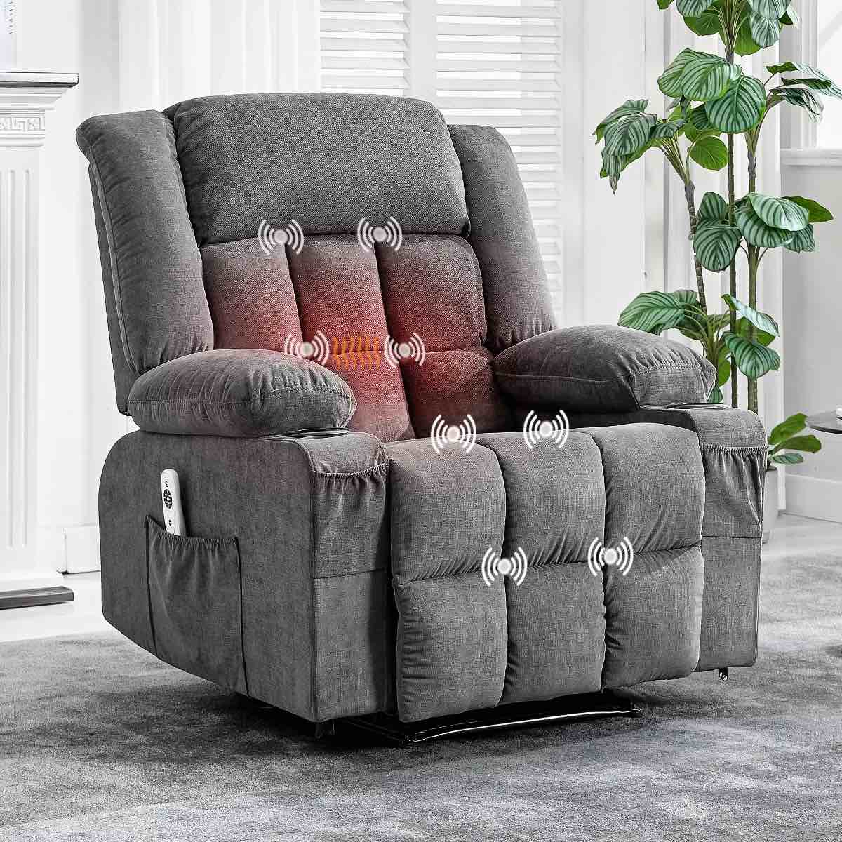 Ergonomic Double Manual Recliner, Oversized, With Cup Holder And Side Pockets, Perfect For Living Rooms, Comfortable And Practical