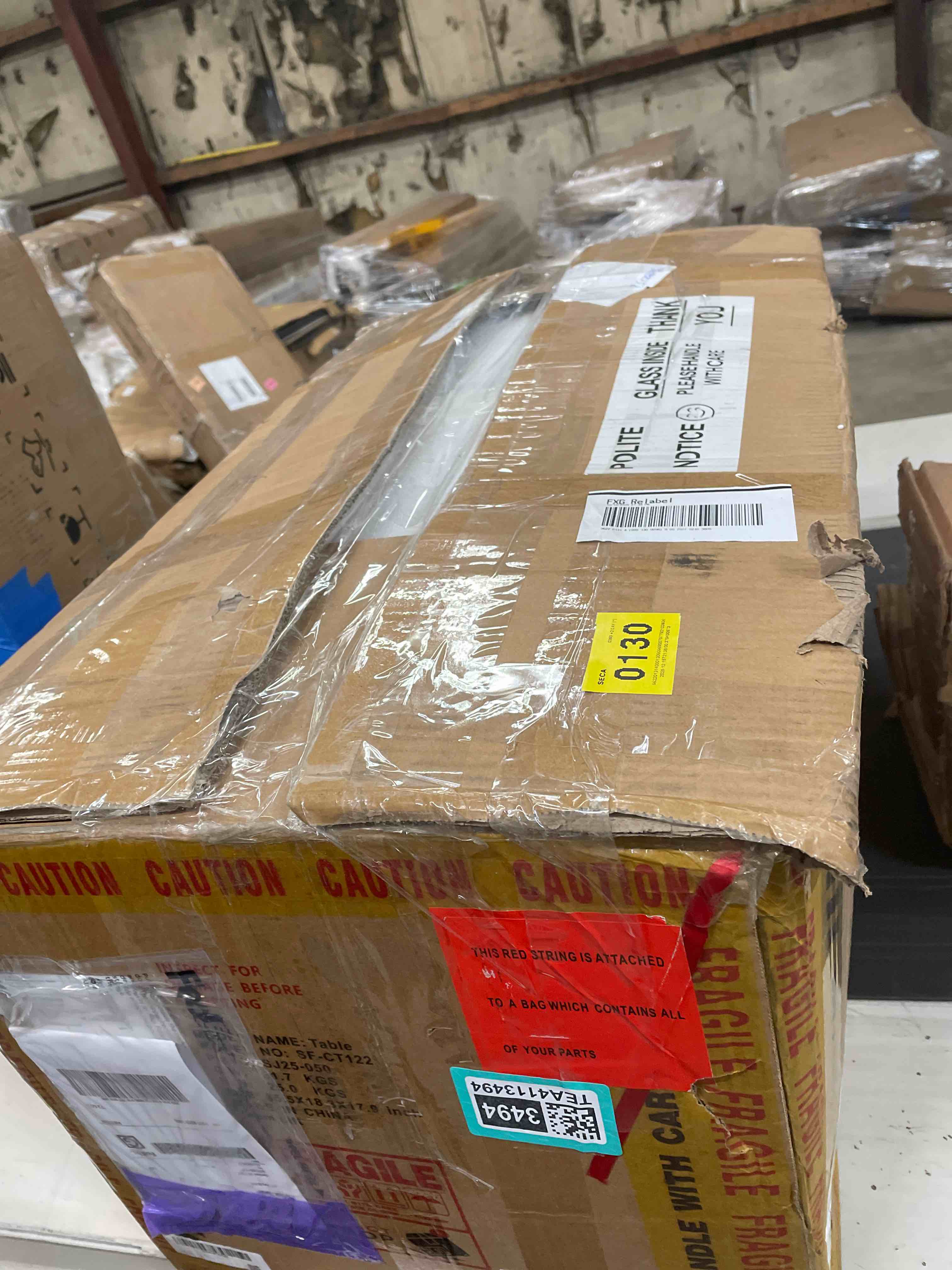 Condition photo showing As Is for Amla 31.5" Mirrored Glass Console Table With Glass Top Sofa Table