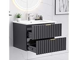 24'' Modern Free-Standing 2-Doors Single Bathroom Vanity With Ceramic Top