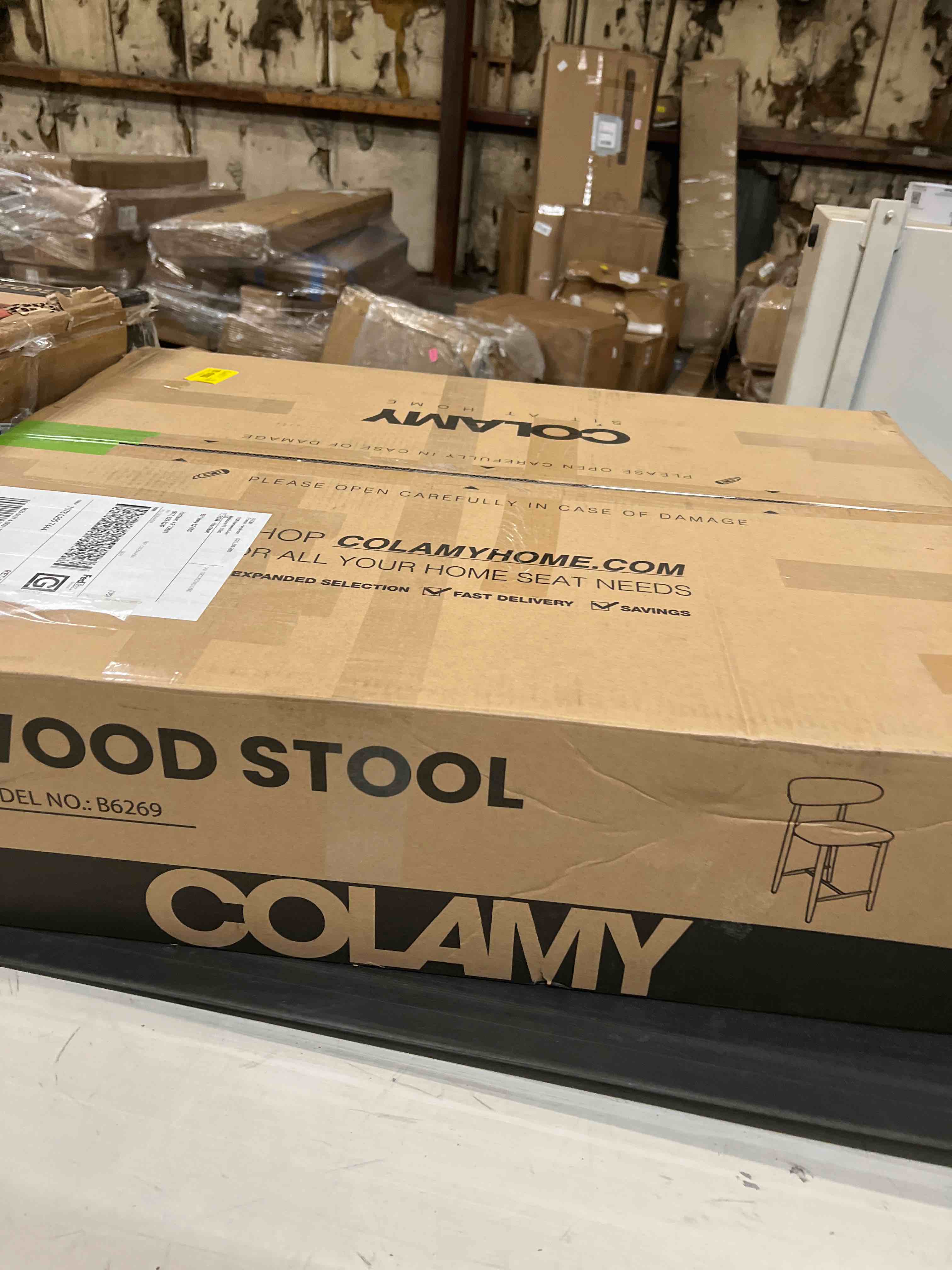 Condition photo showing As Is for Upholstered Counter Stool Solid Wood Bar Stool