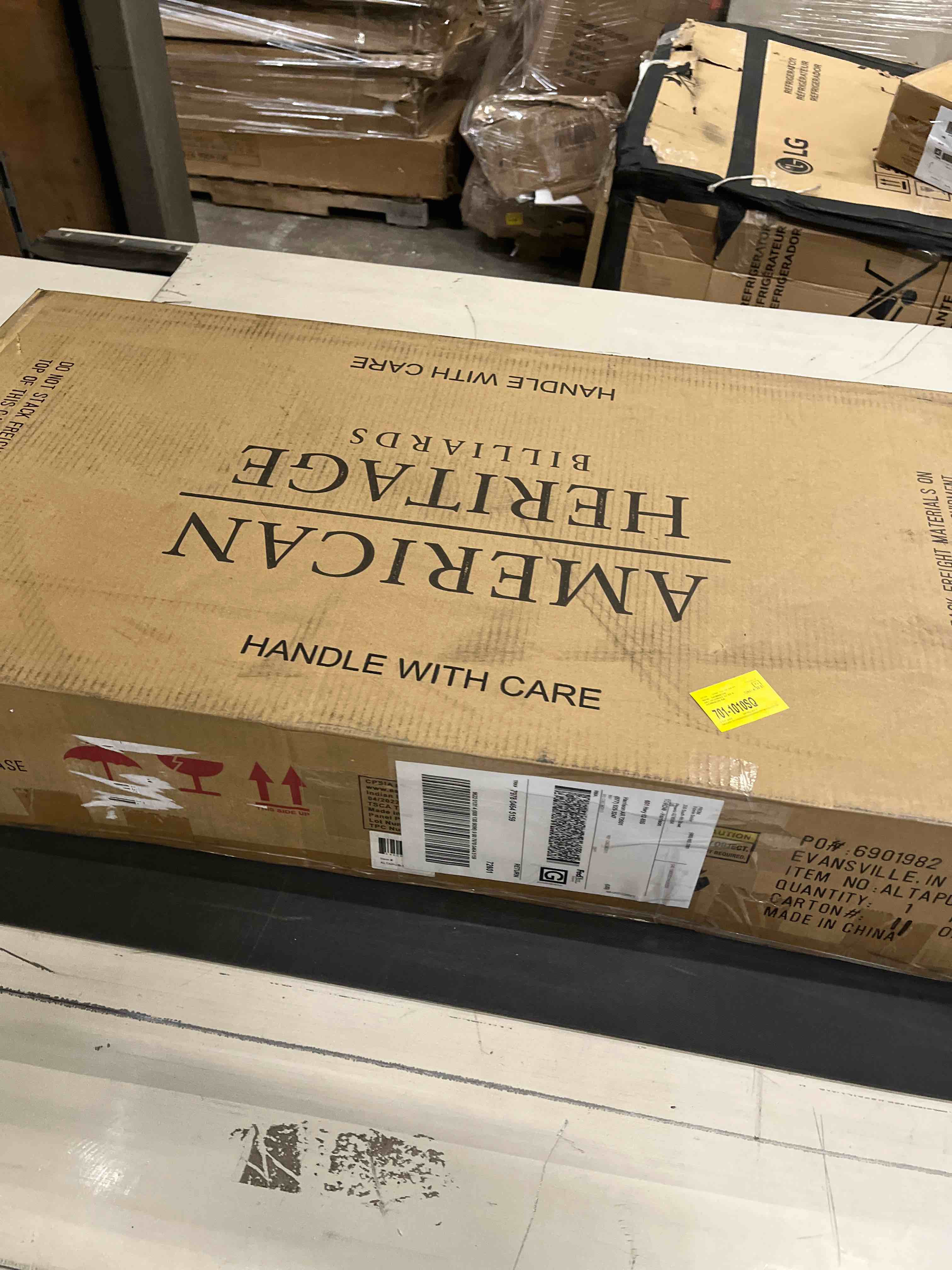 Condition photo showing As Is for American Heritage Alta Solid Wood Pub Table â€“ Square Pedestal Base, Ideal for Dining or Game Rooms