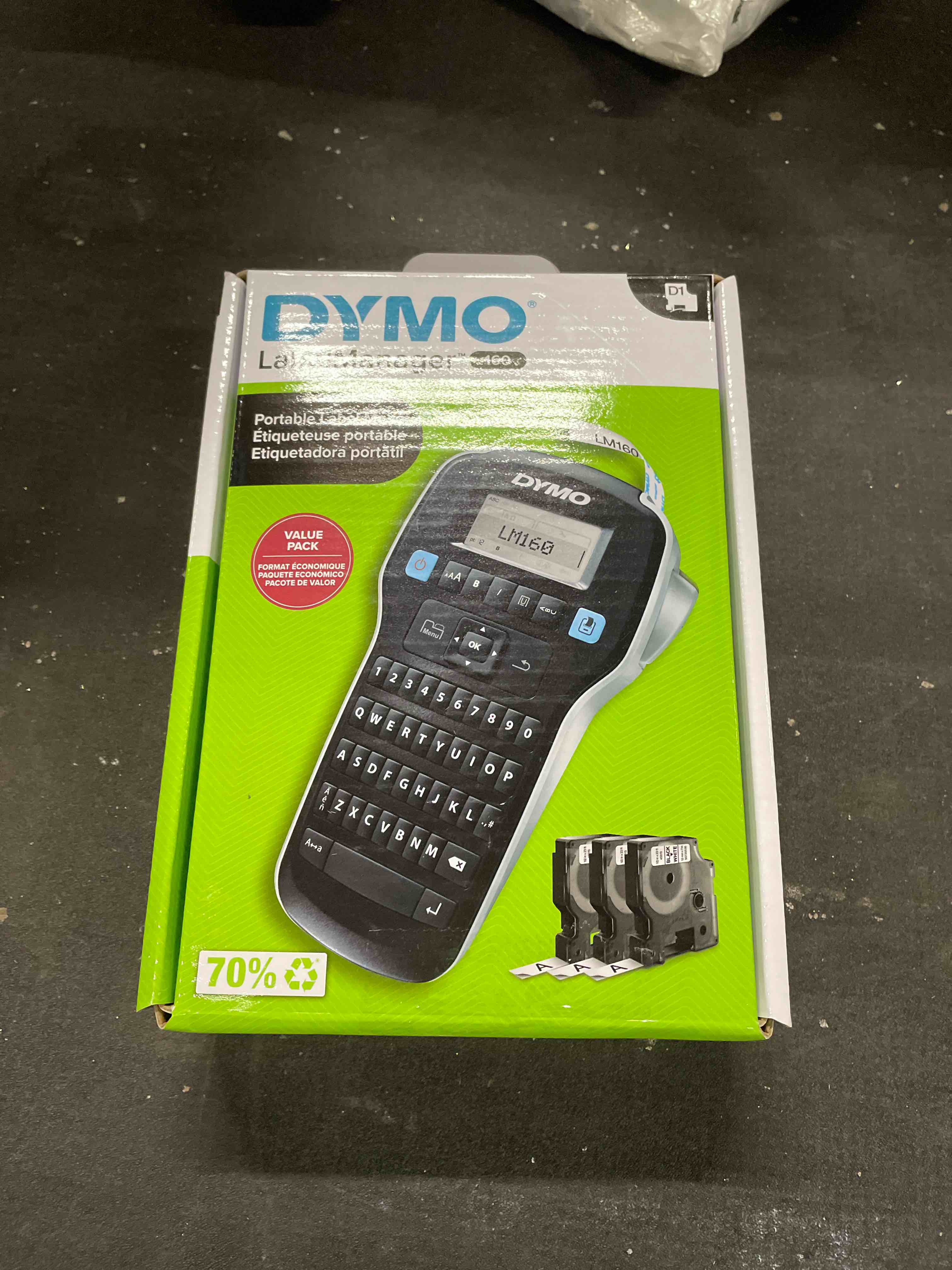 Condition photo showing Good Condition for DYMO LabelManager 160 Portable Label Maker Bundle, Easy-to-Use, One-Touch Smart Keys, QWERTY Keyboard, Large Display, For Home & Office Organization, Includes 3 D1 label cassettes Machine + 3 Tapes Label Maker + 3 Tapes