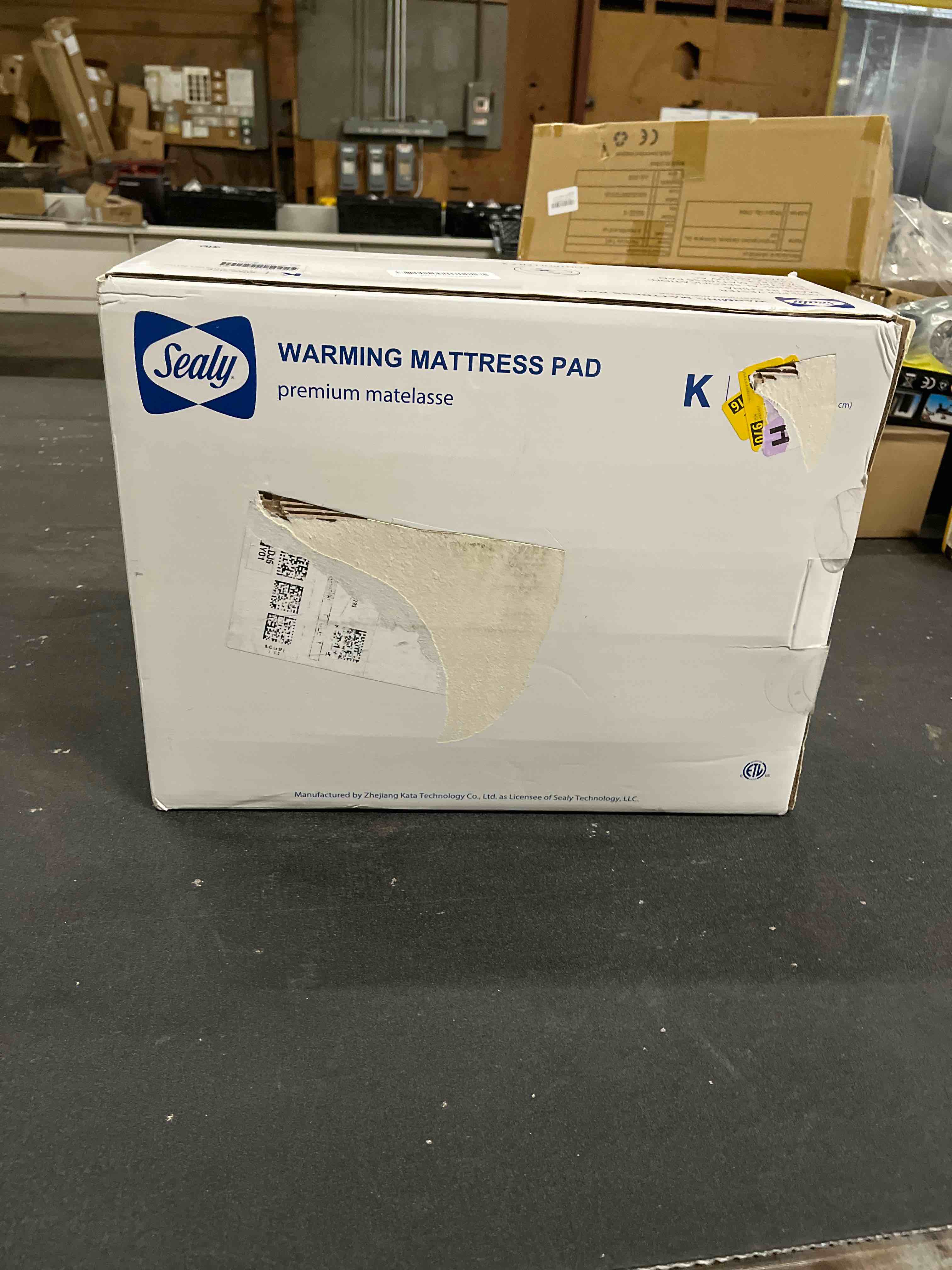 Condition photo showing Good Condition for Sealy Heated Mattress Pad King Size, Zone Heating Electric Bed Warmer with Deep Pocket, 10 Heat Setting Dual Controller & 1-12 Hours Auto Shut Off, Knitted Breathable Heated Mattress Cover, White King Dot Quilted