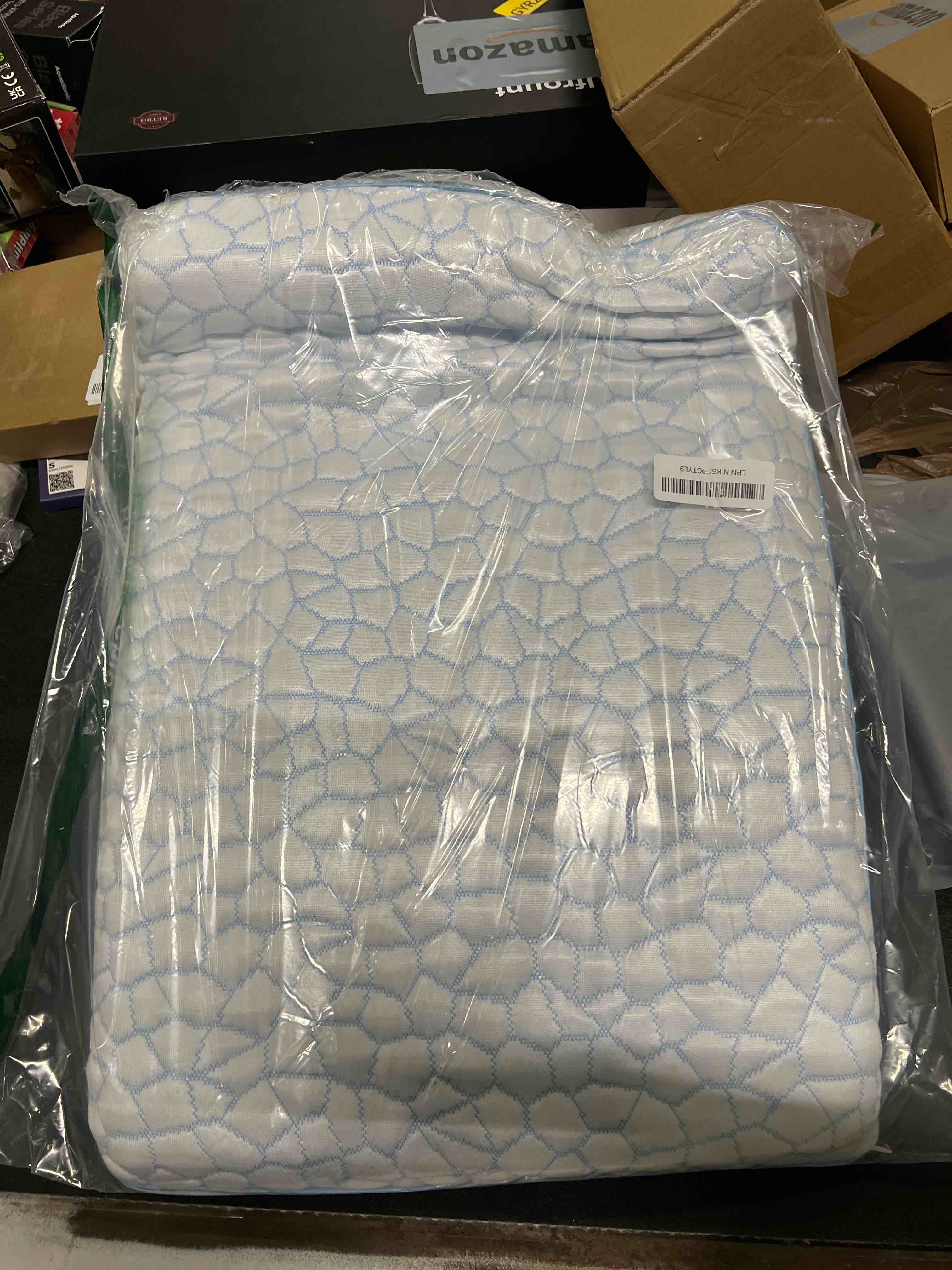 Condition photo showing As Is for Ultra Thin Flat Pillows for Sleeping,Cooling Slim Memory Foam Pillow 2.25 inch Height Ultra Thin Pillow,Low Profile Sleeper Pillows for Stomach Back Sleeper for Neck and Back Support Ultra Slim (2.25-Inch Height) Blue