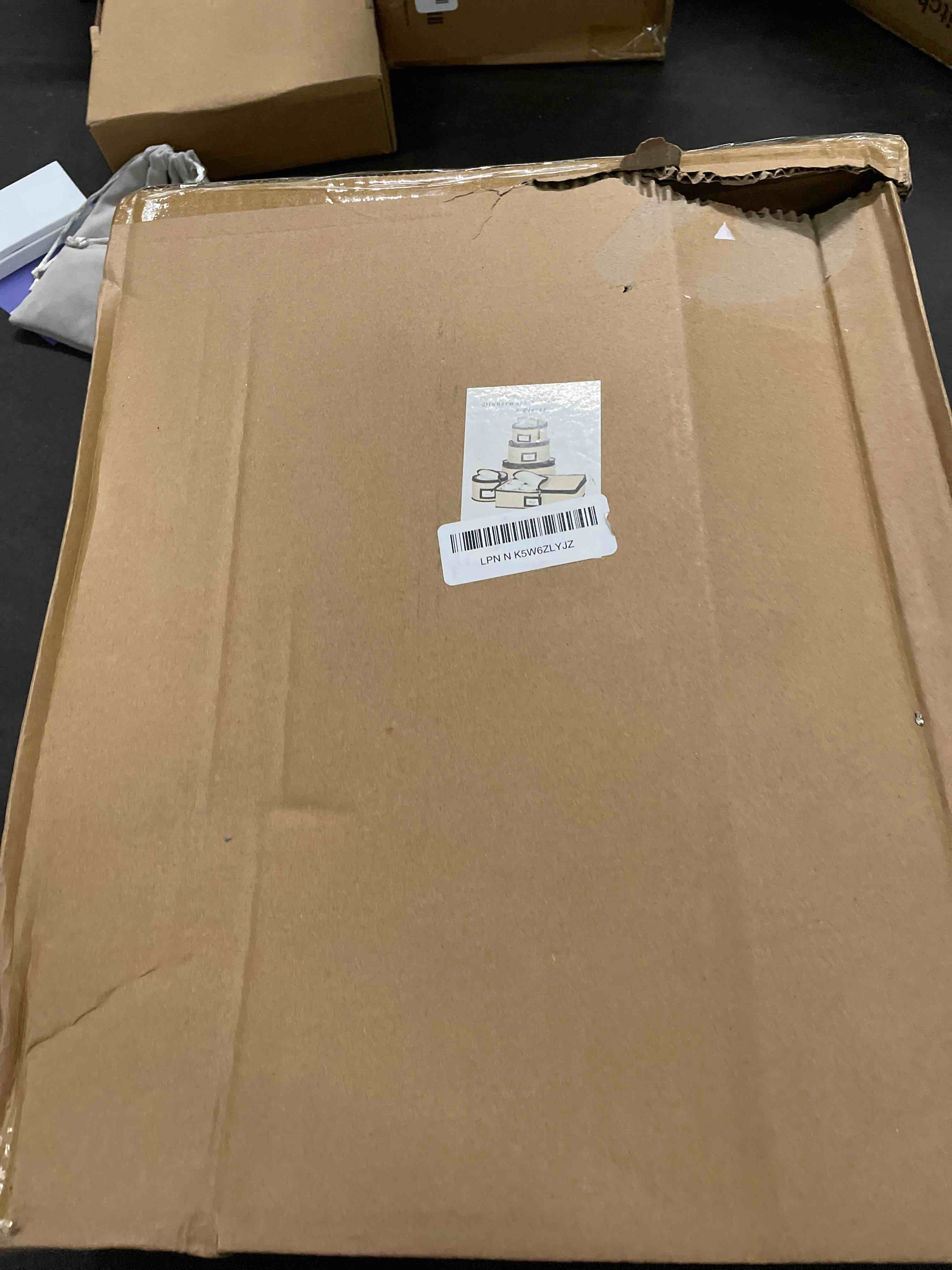 Condition photo showing Good Condition for China Storage Containers 5-Piece Set Moving Boxes for Dinnerware, Glasses, Plates, Mugs and Saucers Sturdy Quilted Microfiber Dish Organizer with Dividers for Seasonal Storage - Holds Set of 12 Beige 5 Piece Storage Set