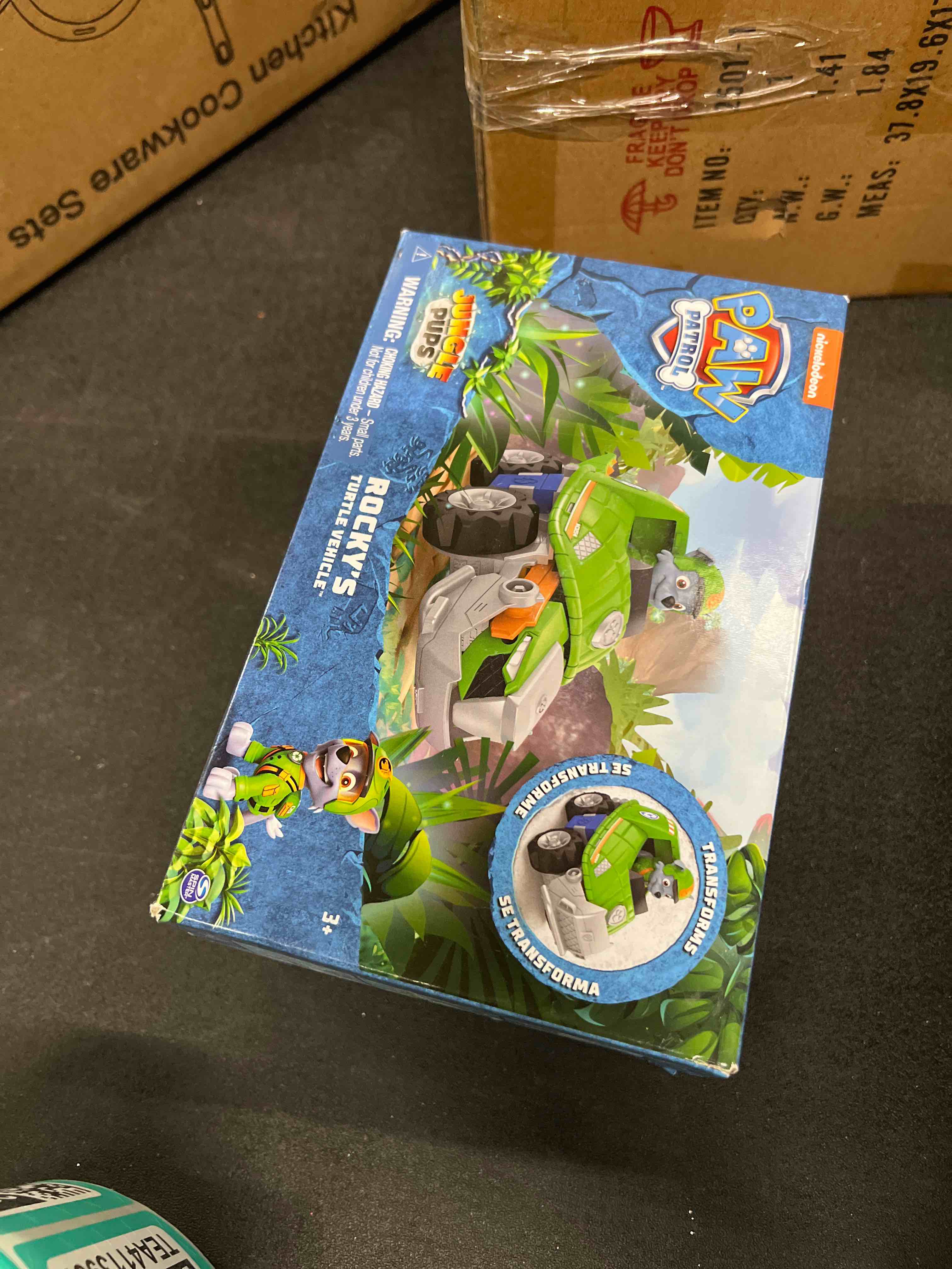Condition photo showing As Is for Paw Patrol Jungle Pups, Rocky Snapping Turtle Vehicle, Toy Truck with Collectible Action Figure, Kids Toys for Boys & Girls Ages 3 and Up