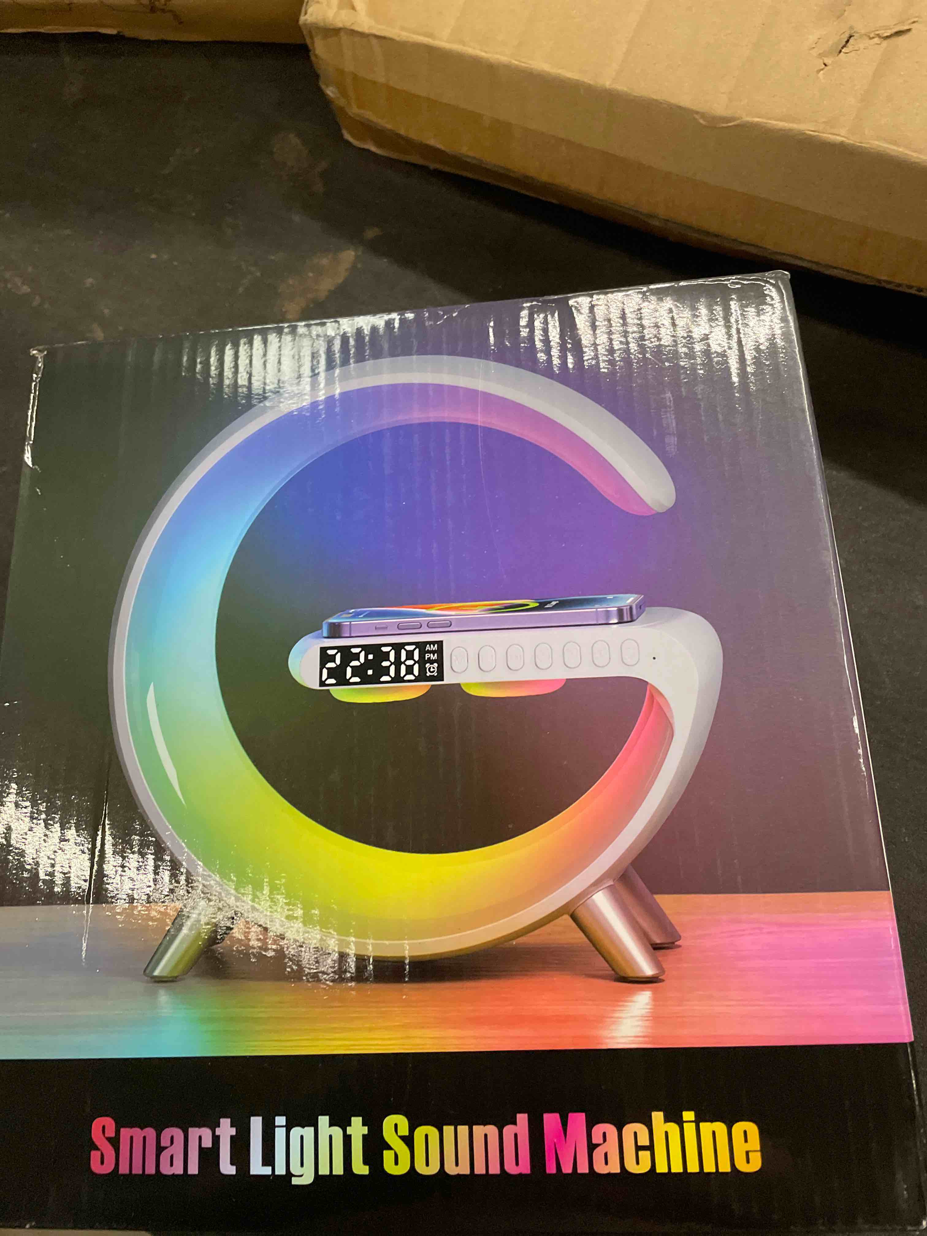 Condition photo showing Good Condition for Smart LED Table Lamp, 4-in-1 Wireless Charger, Night Light, Alarm Clock, and Bluetooth Speaker with App Control for Bedroom, Office, and Home Decor (Black)