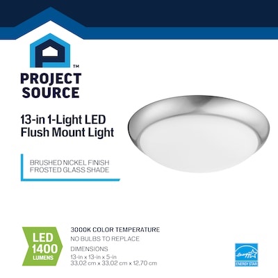 project source 13 brushed nickel led flush mount light