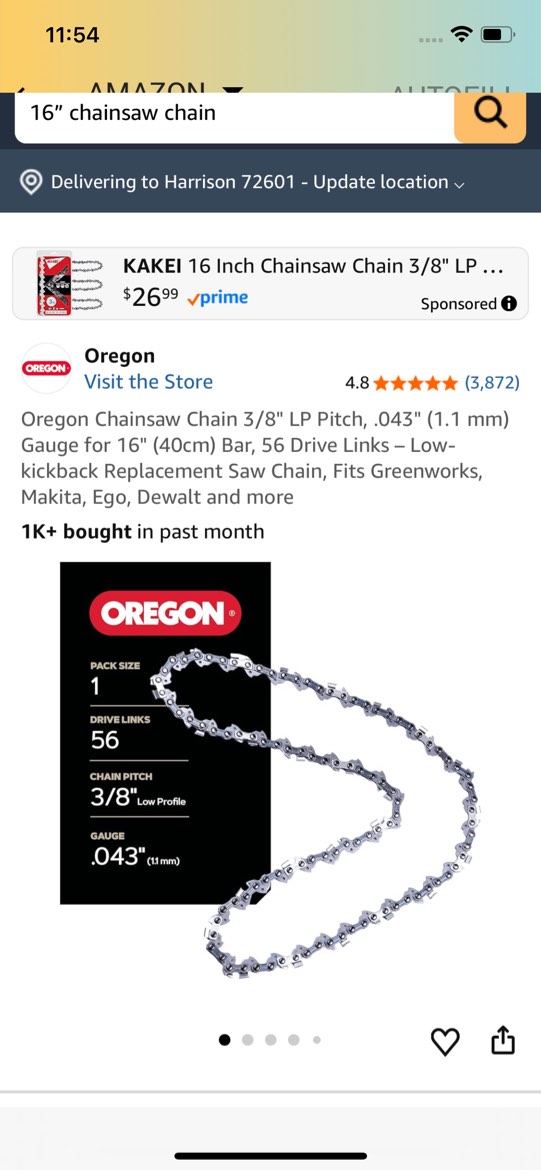 16” chainsaw chain