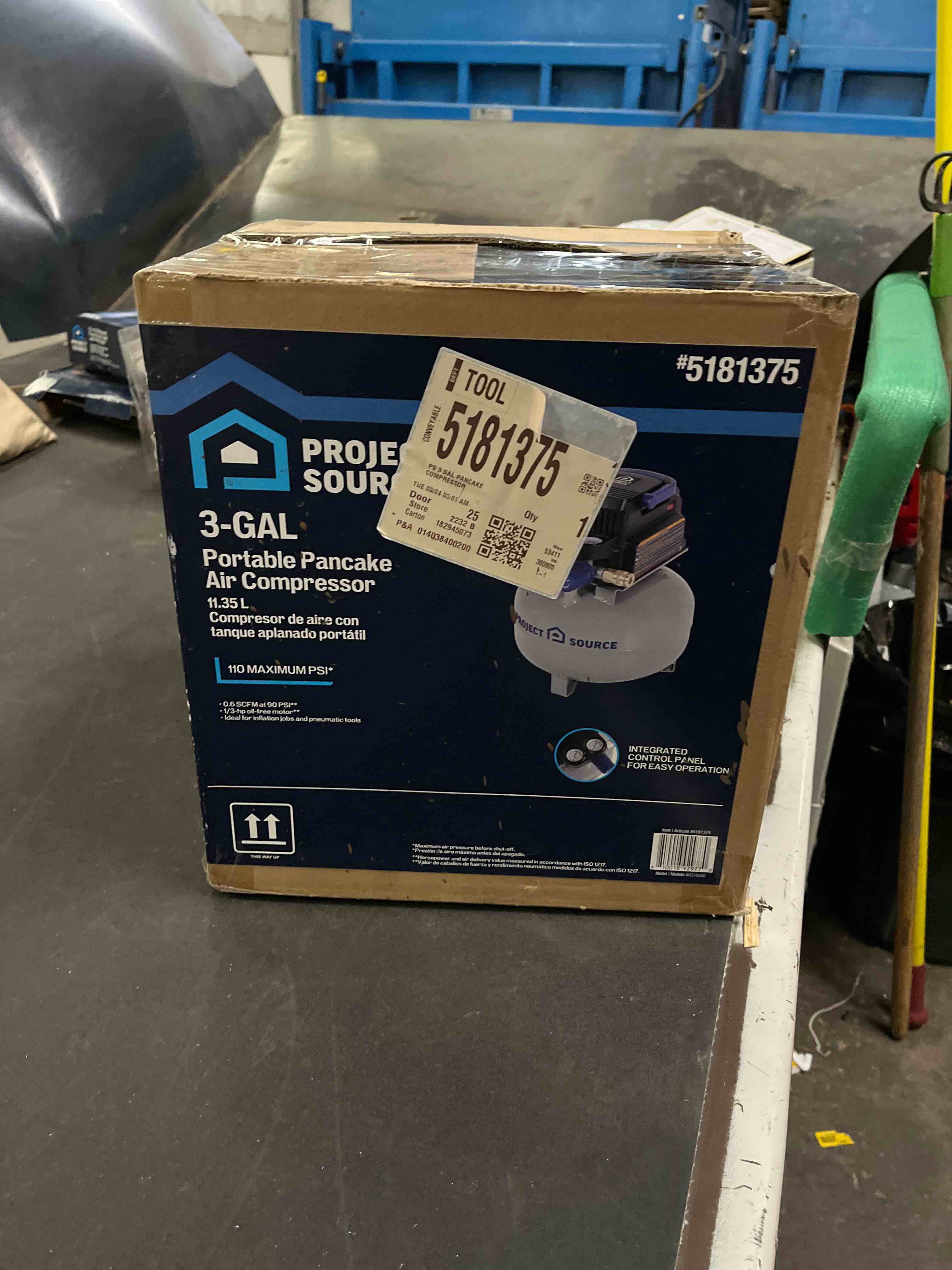 Condition photo showing Good Condition for project source 3-gal portable pancake air compressor 