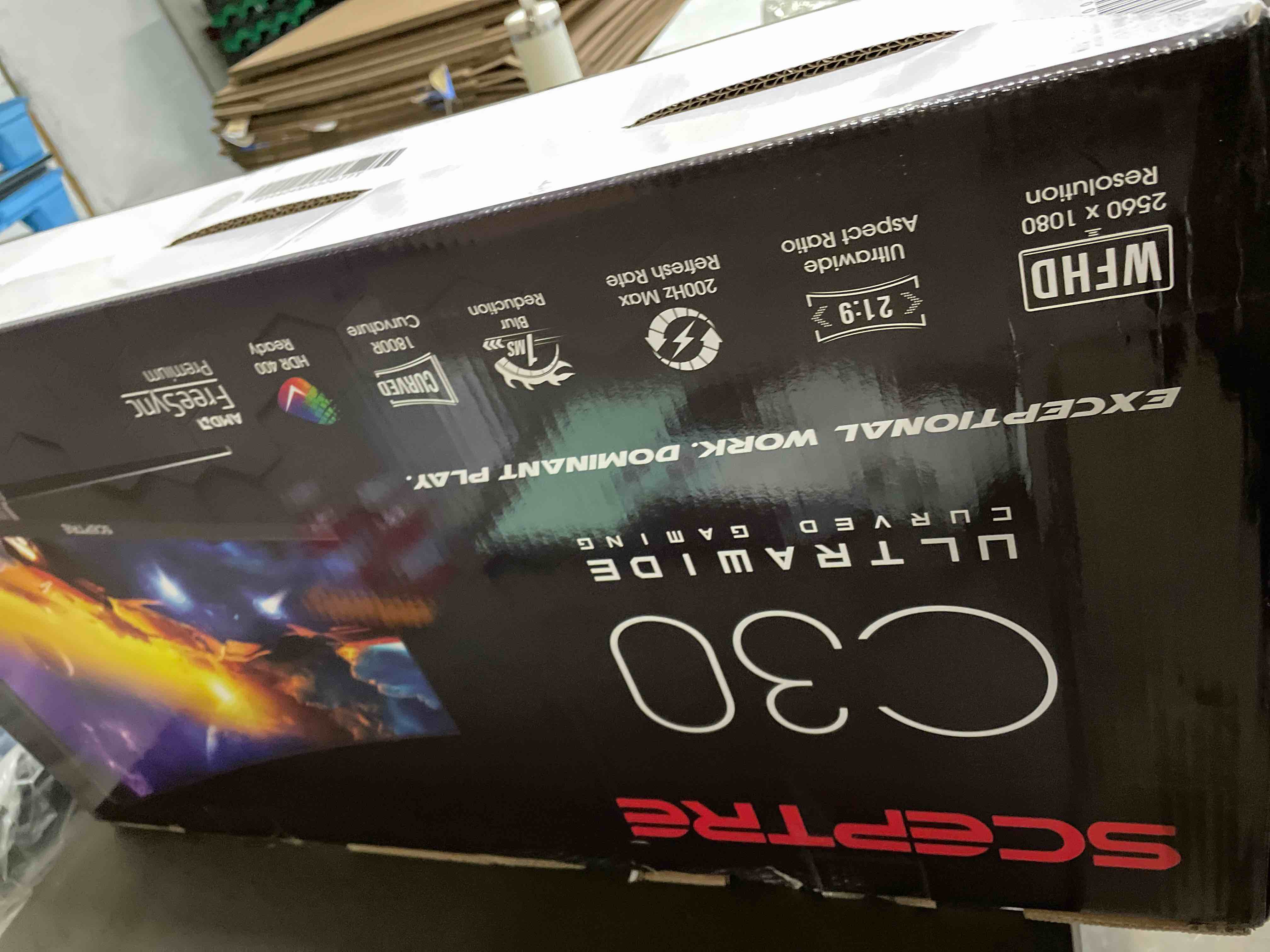 Condition photo showing Good Condition for sceptre 30-inch curved gaming monitor 21:9 2560x1080 ultra wide/ slim hdmi displayport up to 200hz build-in speakers, metal black (c305b-200un1) 30" curved 200hz