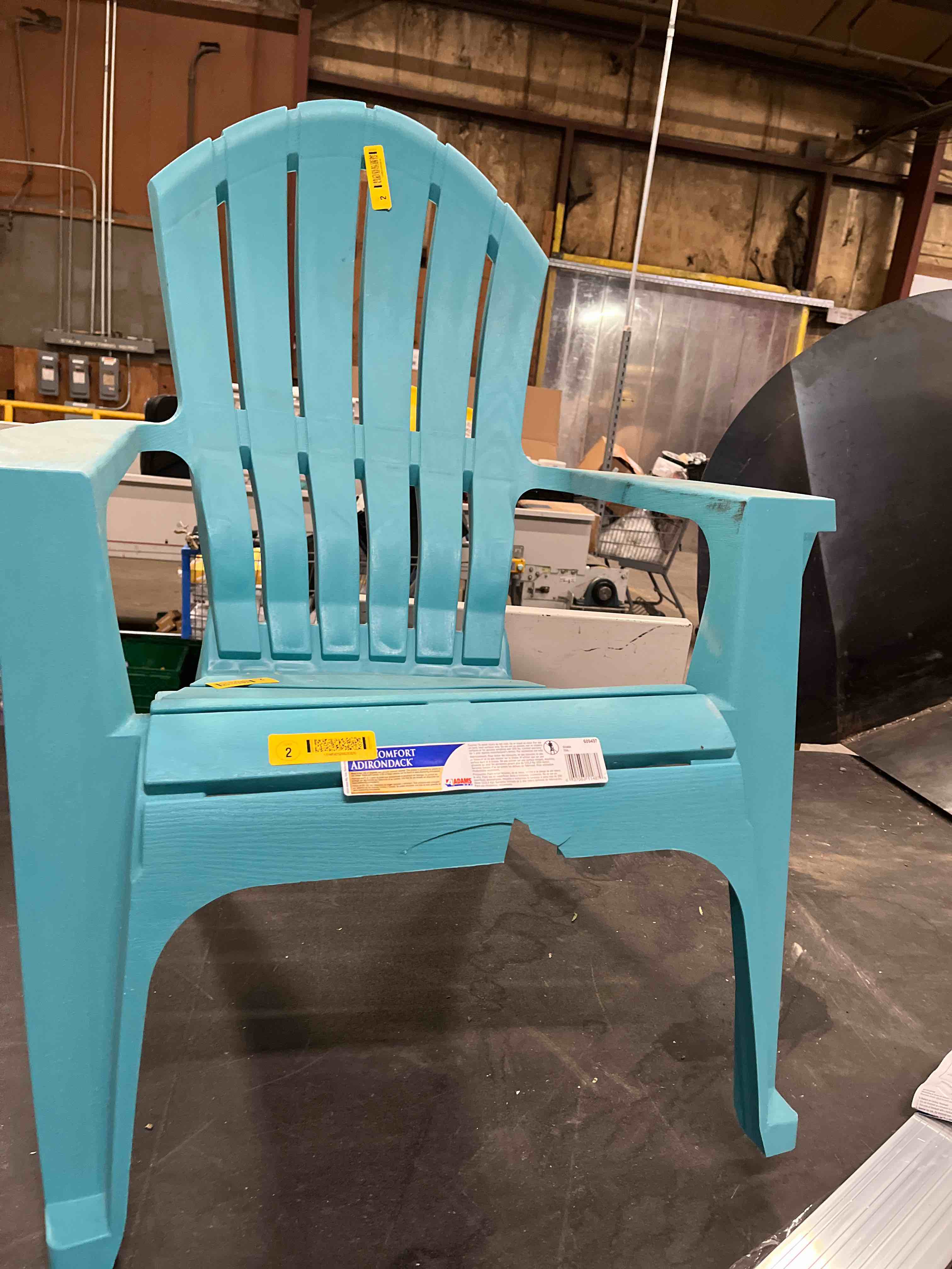 Condition photo showing Good Condition for real comfort outdoor resin stackable adirondack chair teal