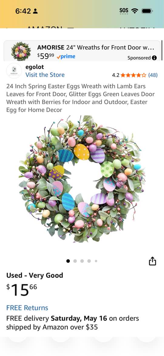 egolot 18 inch spring easter wreath