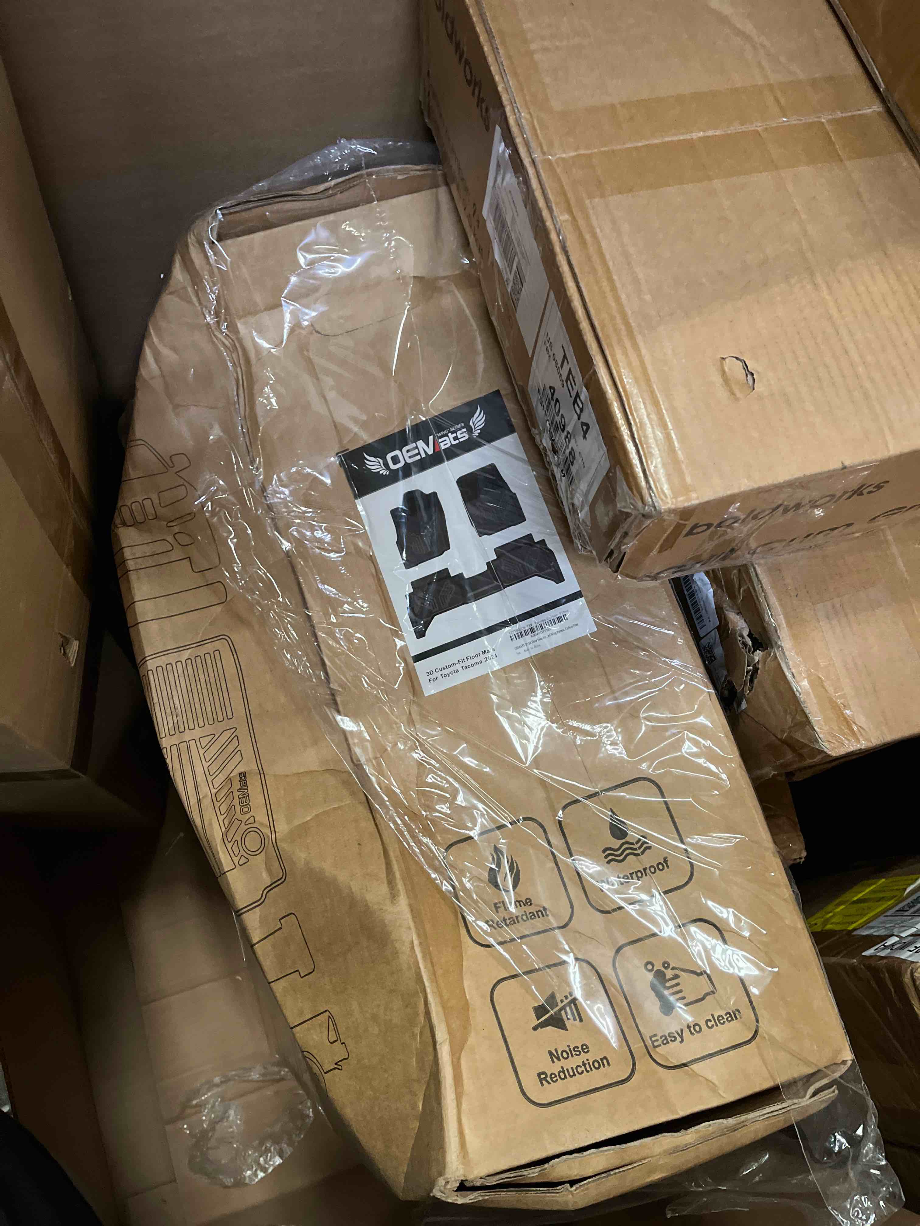 Condition photo showing Good Condition for premium color tpe floor mats for toyota tacoma 2024 2025 2026 double cab auto tran (not fit hybrid) | carbon fiber wing design | all-weather floor liners trd/sr/sr5/limited 1st&2nd row mats carbon fiber tacoma trd/sr/sr5/limited |2024-2026 (not hybrid) 3 piece | full set front & rear