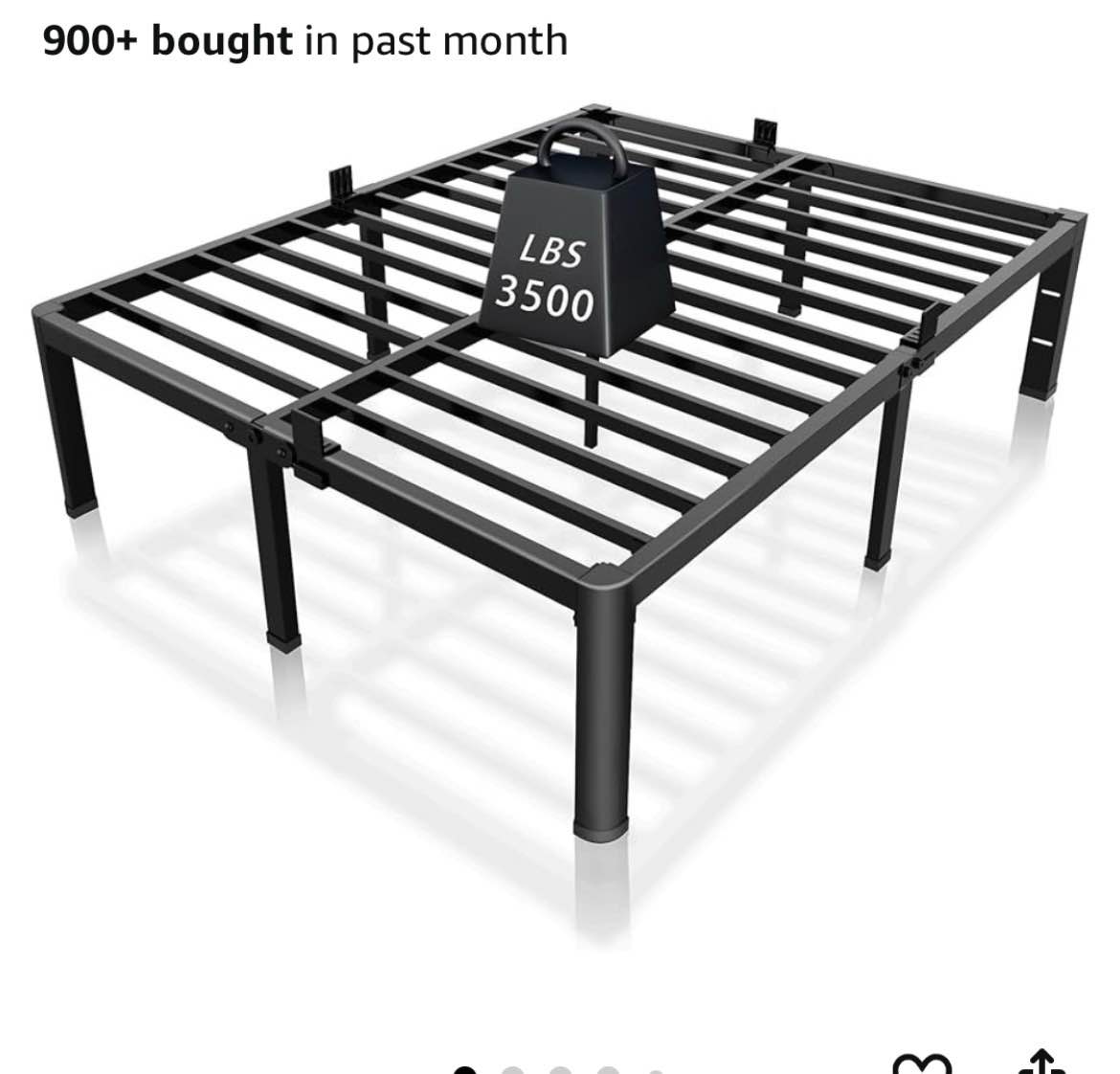 vipshow 14 inch full heavy duty 3500 lbs bed frame with round-corner legs & anti-squeak design – qui