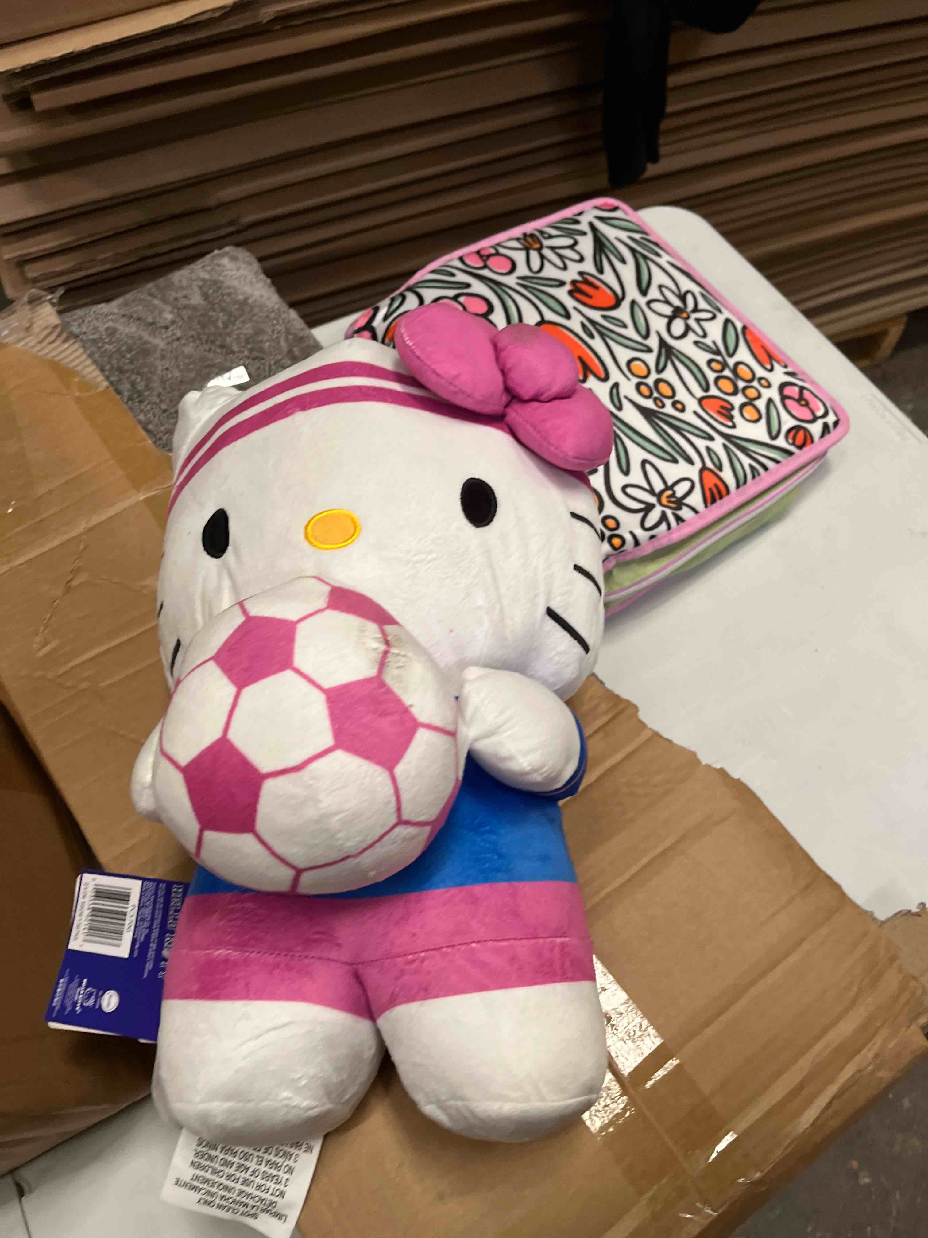 Condition photo showing Good Condition for hello kitty sports soccer plush cuddle pillow buddy, kids bedding super soft kawaii pillow, 16.5" tall, 2026 world soccer tournament (officially licensed product) by franco collectibles