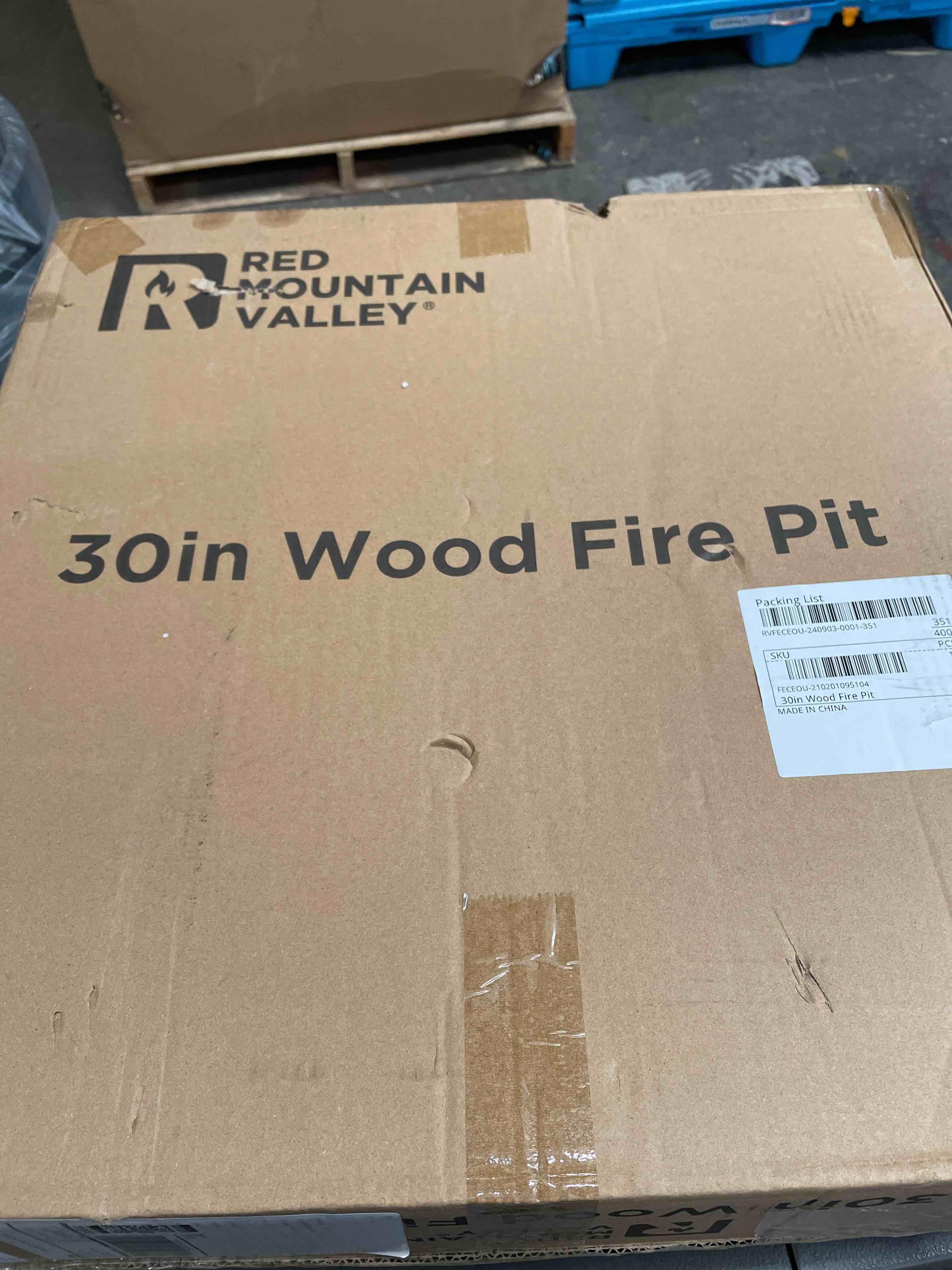 Condition photo showing Good Condition for red mountain valley 30'' outdoor wood burning fire pit, 2-in-1 large round fire pit for outside, outdoor fireplaces with spark screen, fire poker, cover, ideal for patio, backyard, camping, picnic 30''round