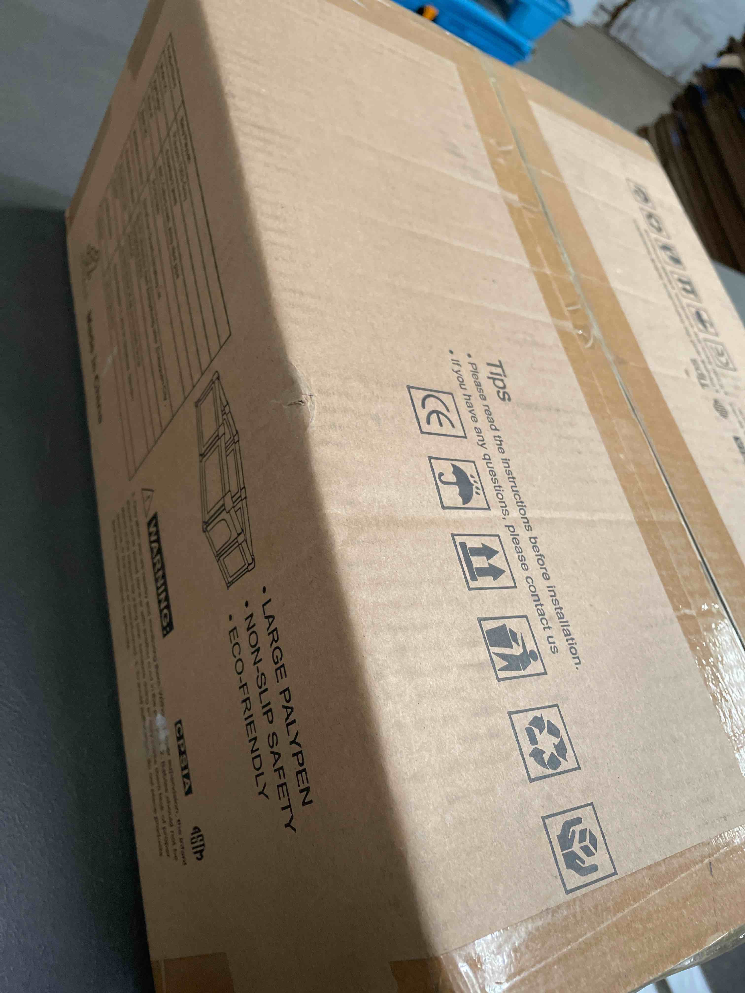 Condition photo showing Good Condition for todale baby play yard - 70 x 59 in, grey - extra large mesh playpen for babies & toddlers - tear-resistant oxford fabric & suction cup feet - breathable zipper gate & 360° visibility grey 70x59 inch (pack of 1)