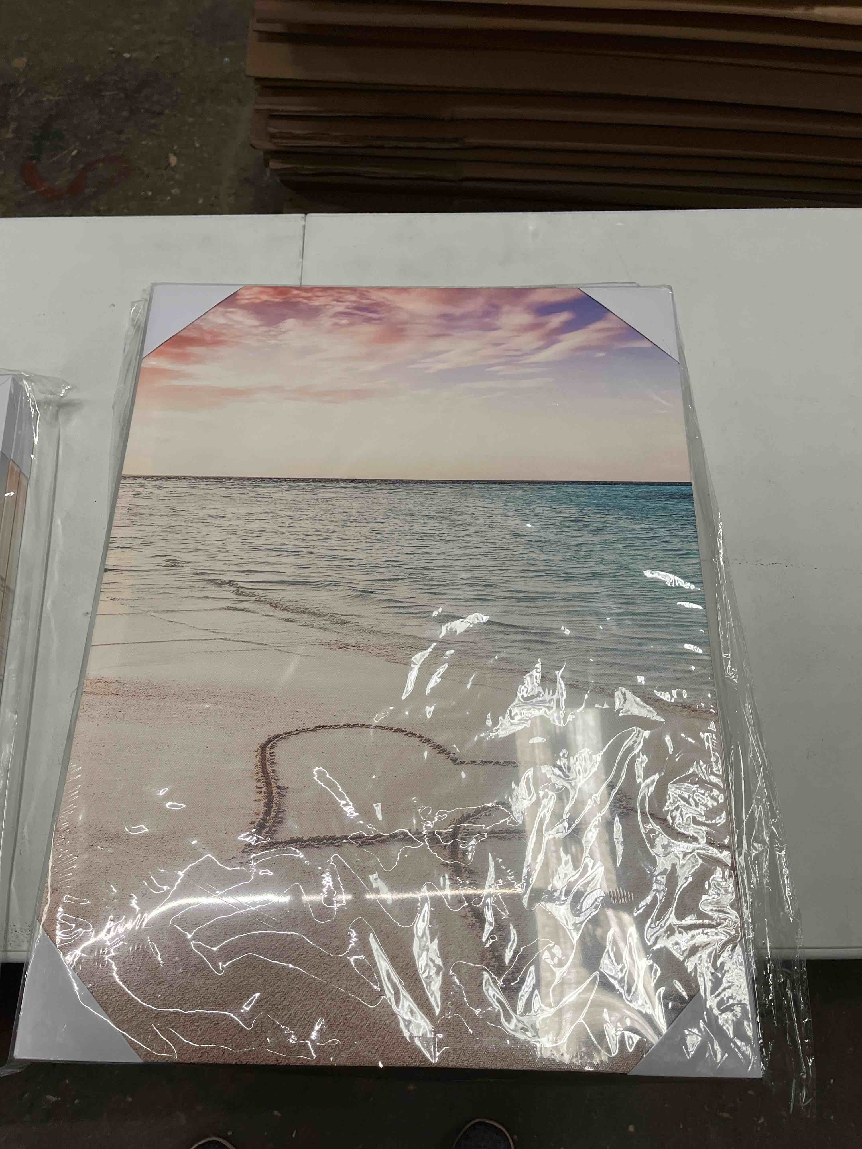 Condition photo showing Good Condition for daktenn 3 piece beach wall art sunset pictures wall decor ocean wall decor ocean beach sunset canvas wall art sunset landscape painting 18"x24"x3 panels