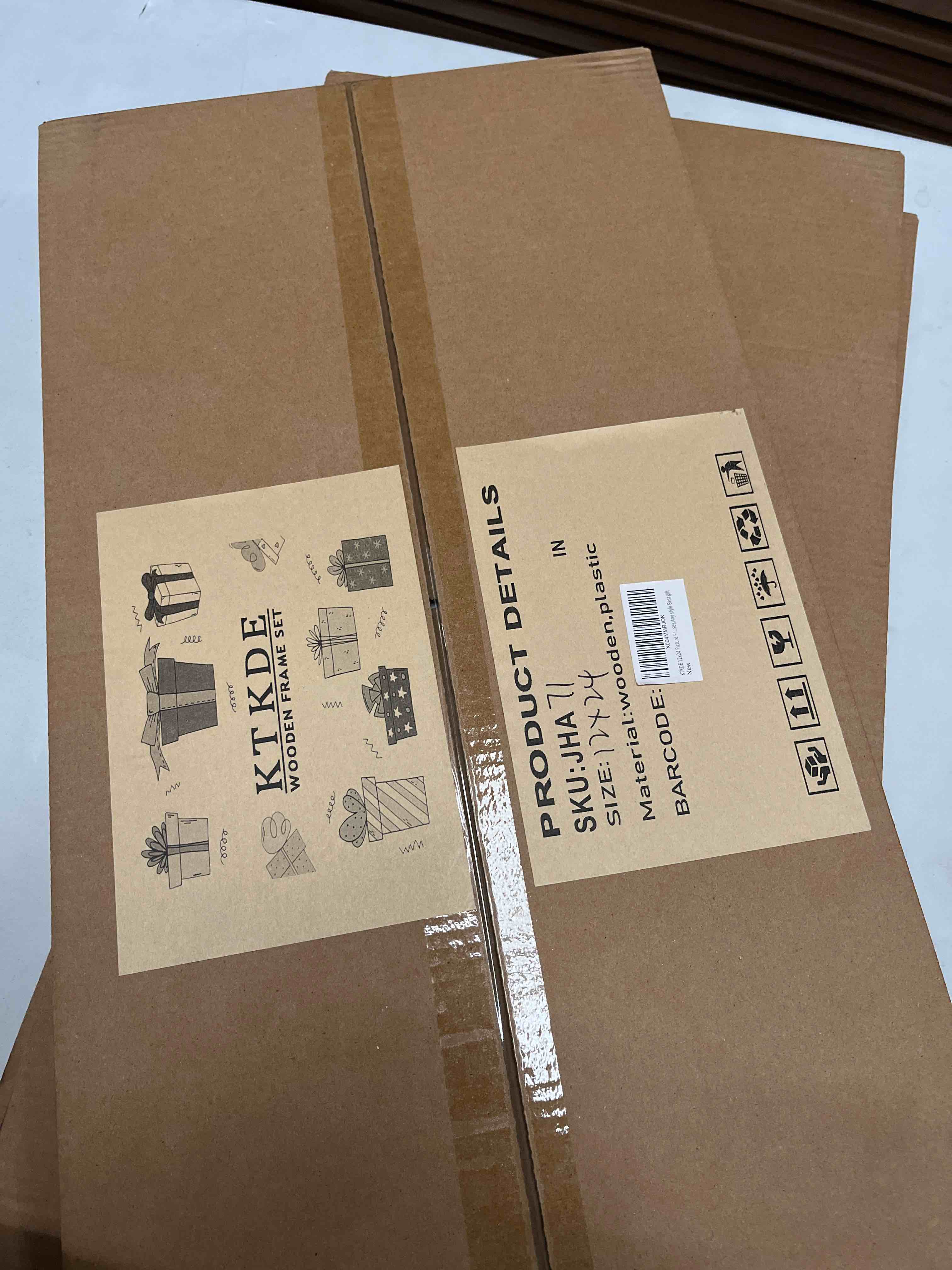 Condition photo showing Good Condition for ktkde 12x24 picture frame, picture poster photo frame wooden for wall decoration, classic black minimalist style suitable for decorating houses,any style best gift walnut 12x24-1pack