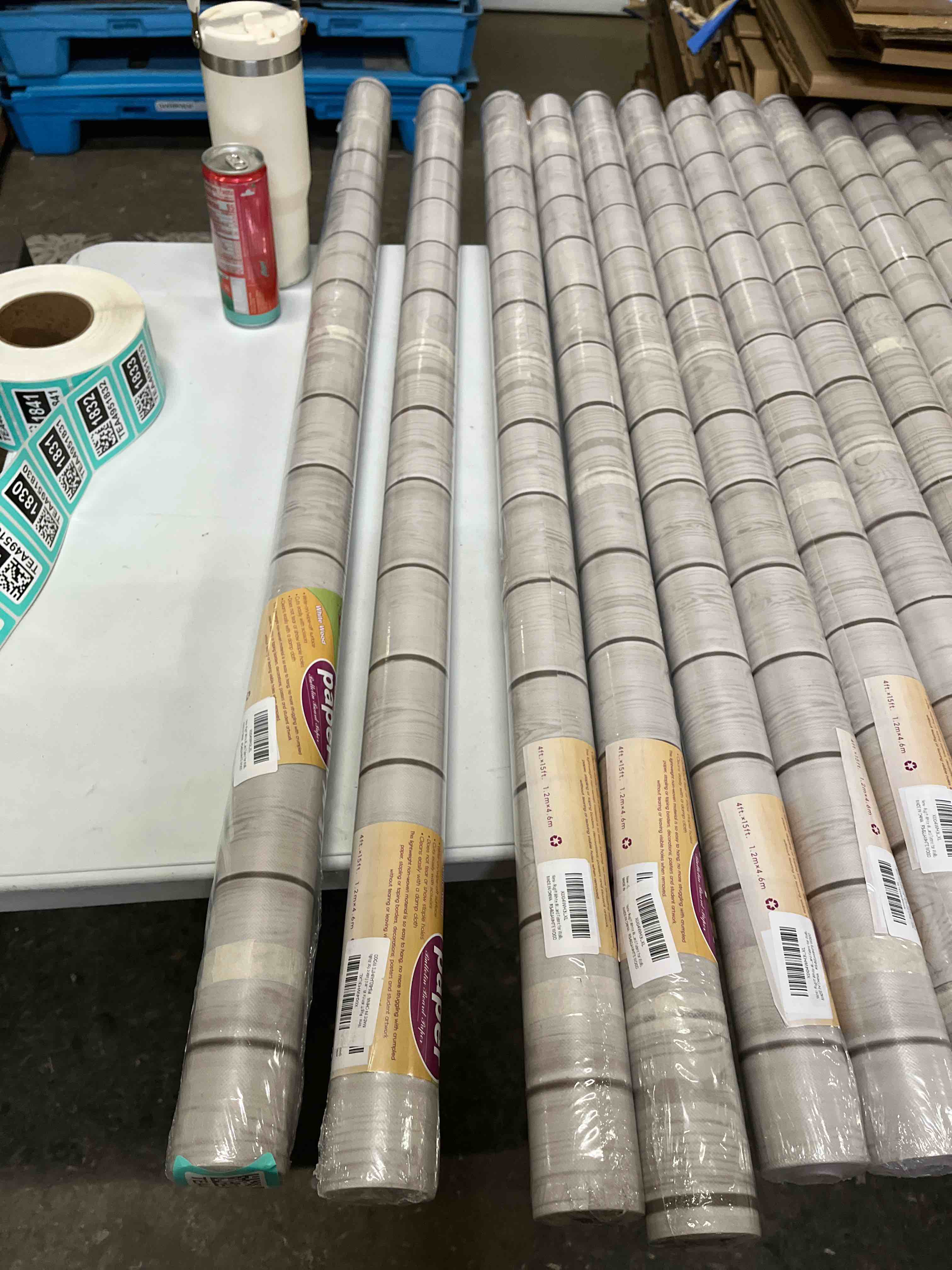 Condition photo showing Good Condition for rsgift white wood bulletin board paper roll 4ft x 15ft, waterproof bulletin board fabric for walls,