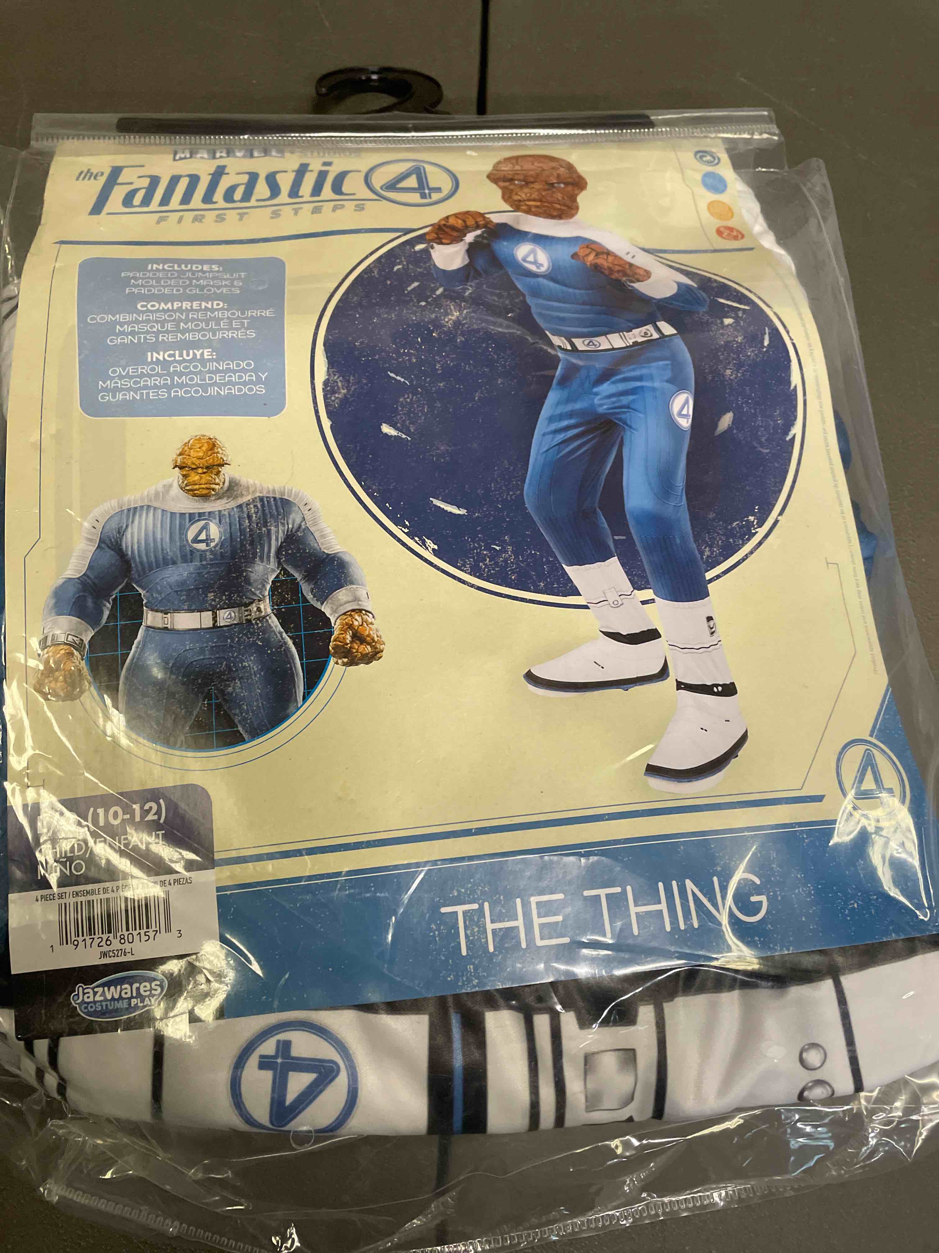 marvel the thing official youth halloween costume - premium quality padded jumpsuit with plastic mas