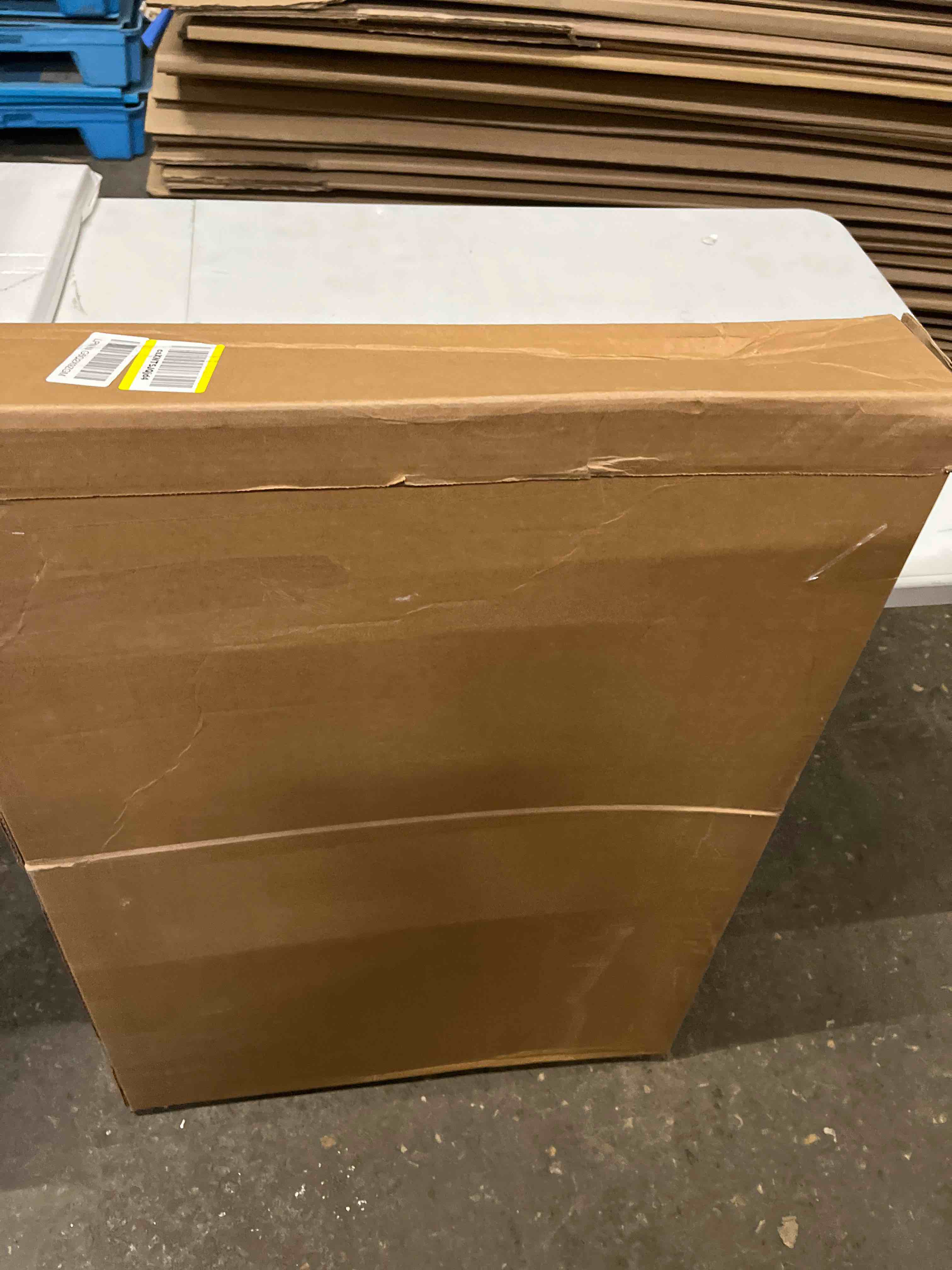 Condition photo showing Good Condition for 24x36 inch gold bathroom mirror, brushed gold metal framed rectangular mirror with rounded corner, wall mounted vanity mirror for bedroom or living room, horizontal/vertical gold(light) 24"l x 36"w