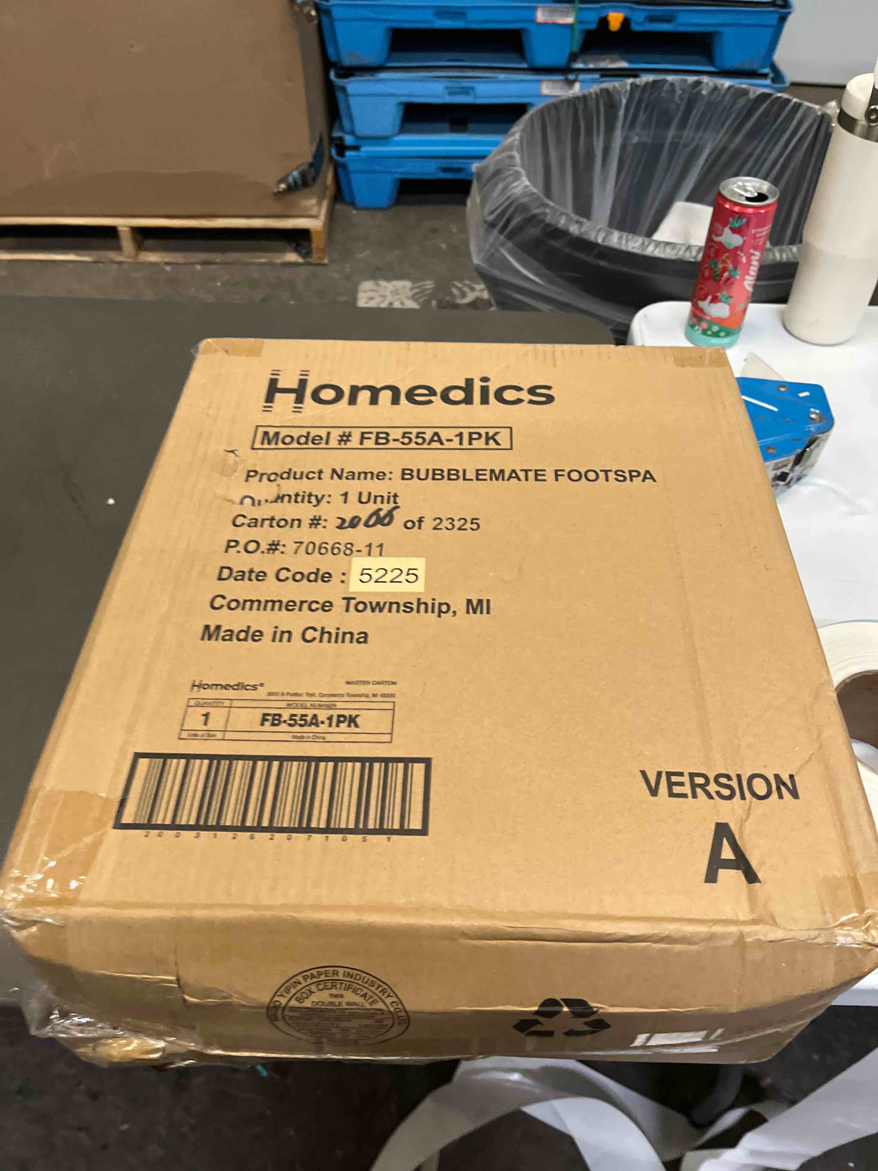 Condition photo showing Good Condition for homedics bubble mate foot spa, toe touch controlled foot bath with invigorating bubbles and splash proof, raised massage nodes and removable pumice stone