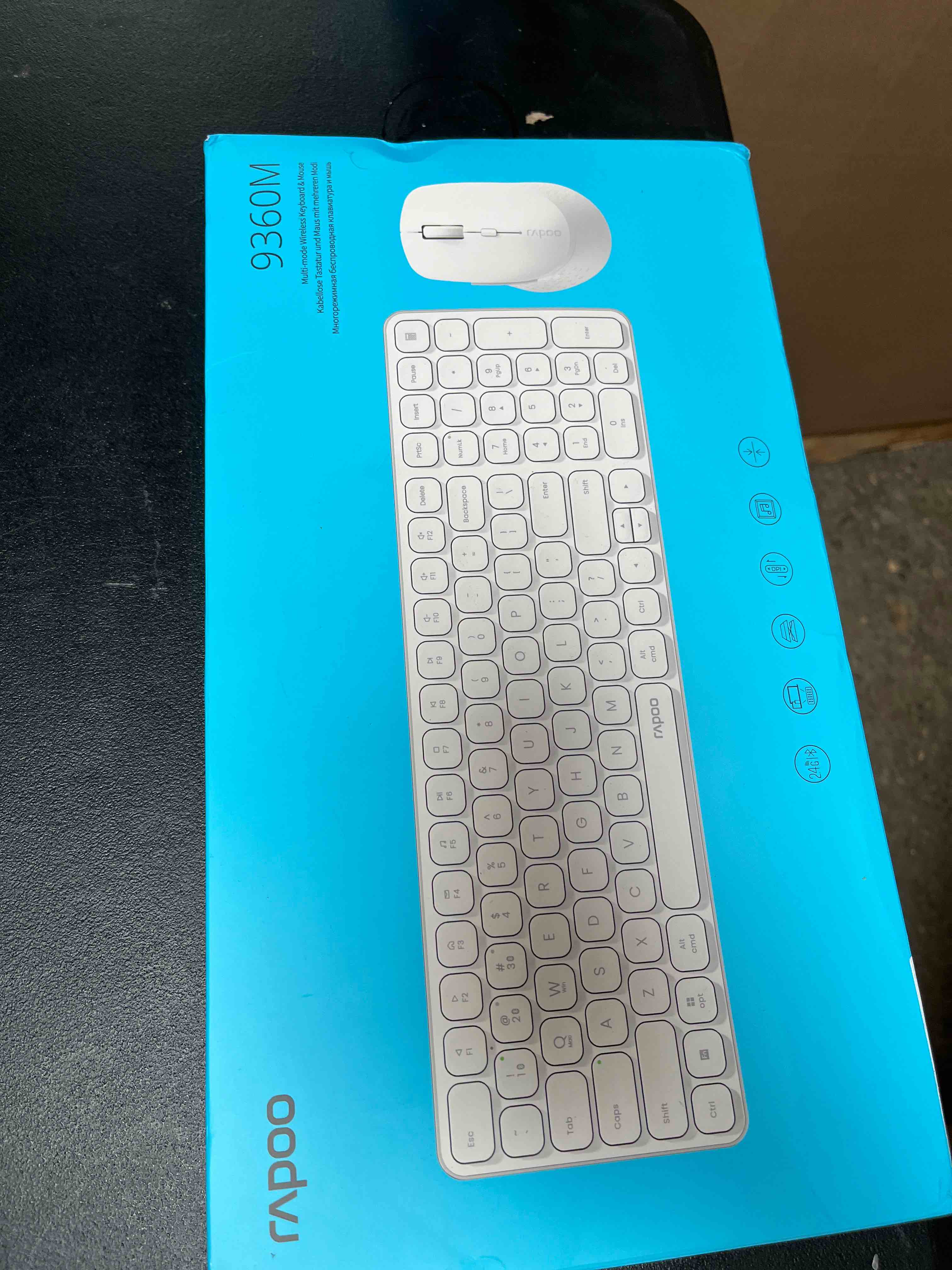 Condition photo showing Good Condition for rapoo wireless keyboard and mouse combo, blade-series e9310m 99-key ultra-thin keyboard and m300g silent mouse, support 4 devices, quiet, compact, battery powered, for windows/mac/linux/chrome white 9360m
