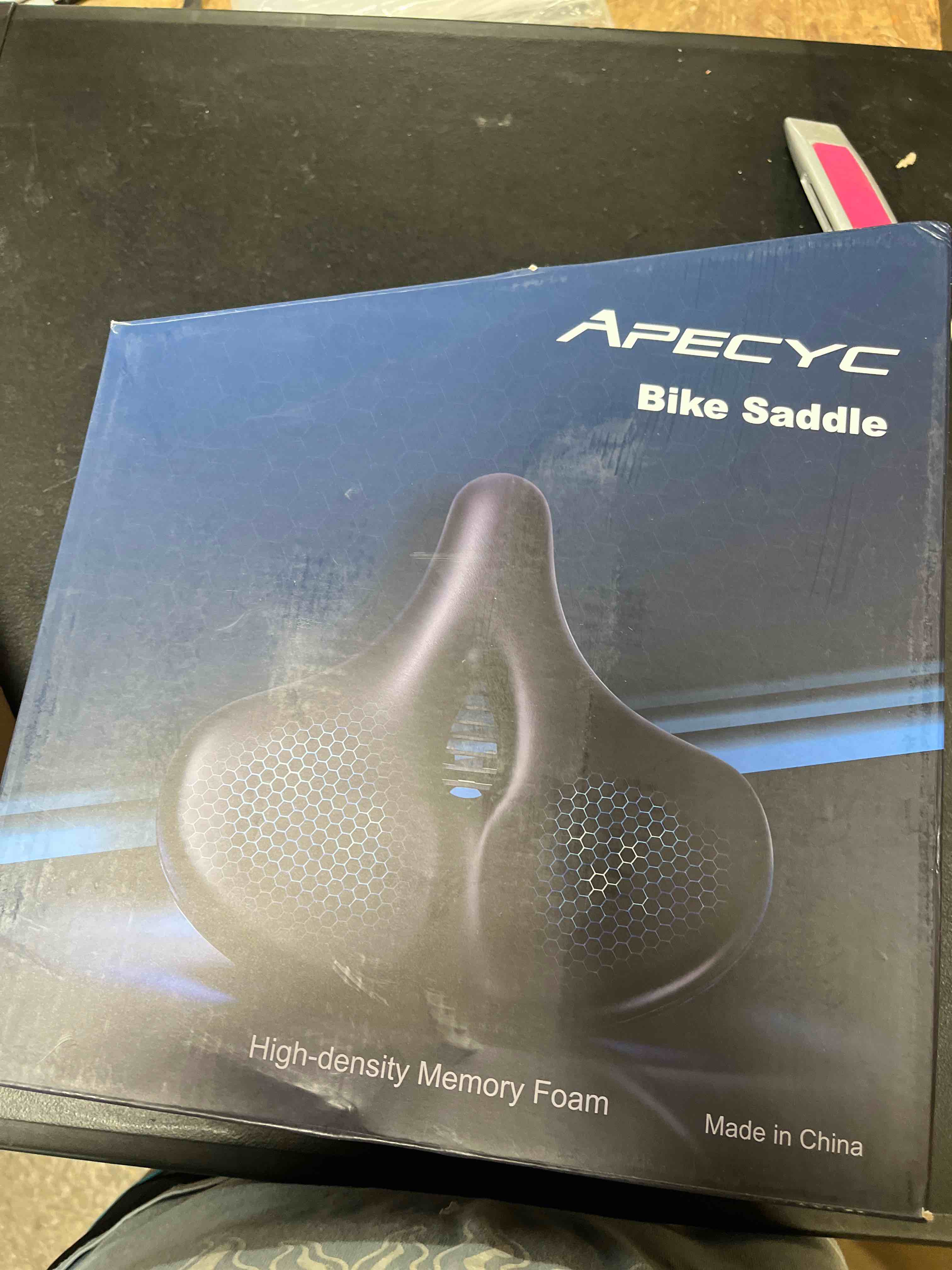 Condition photo showing Good Condition for apecyc oversized bike seat & bike saddle, extra wide bicycle seat cushion with thick high-density foam, dual spring shock absorbing bicycle saddle, ergonomic comfort for peloton, e-bike, cruiser