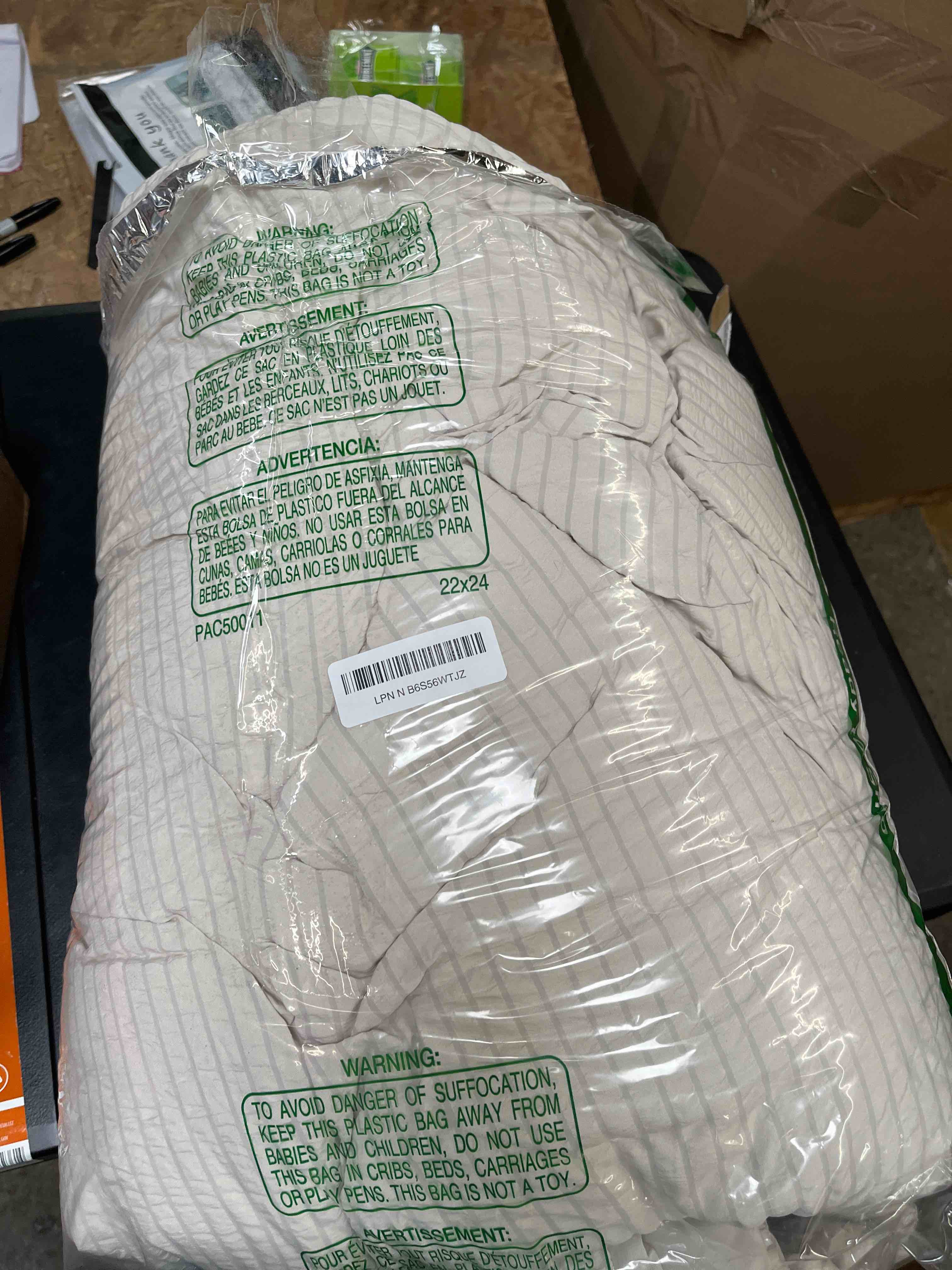 Condition photo showing Good Condition for cozylux king size comforter set beige - 7 pieces striped seersucker bed in a bag, soft lightweight boho bedding set with all season comforters king size, sheets, pillowcases & shams beige king