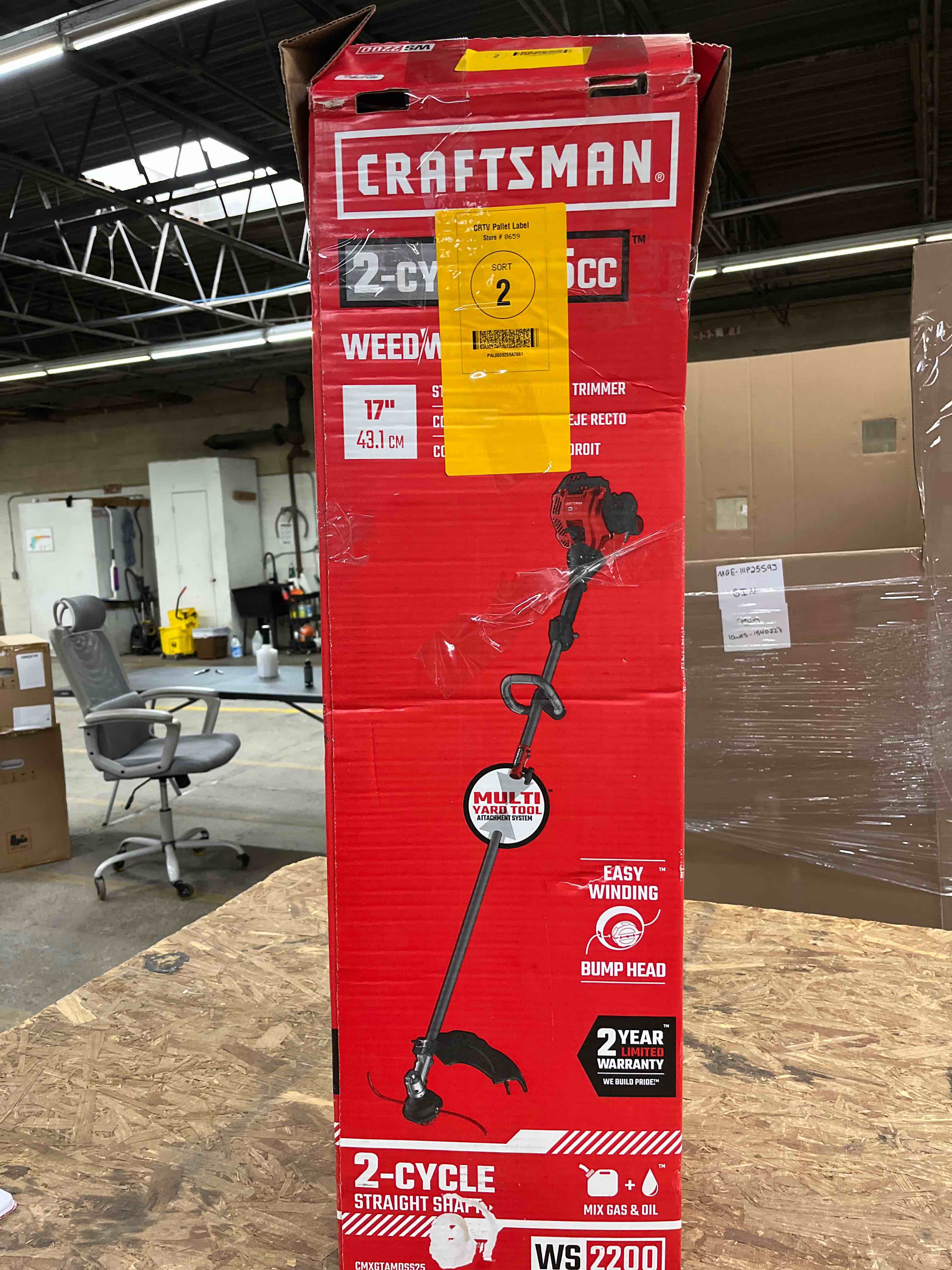 craftsman ws2200 25cc 2-cycle gas powered straight shaft string trimmer, liberty red